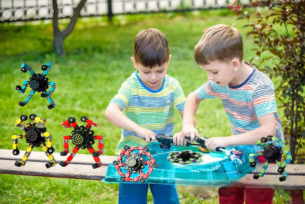 Fidget Toys Transformable Fidget Spinners for Kids and Adults Stress Relief Toys for Boys and Girls Fingertip Gyros for ADHD Autism for Kids Gifts Easter Basket Stuffers (Luminous Edition-4pcs)