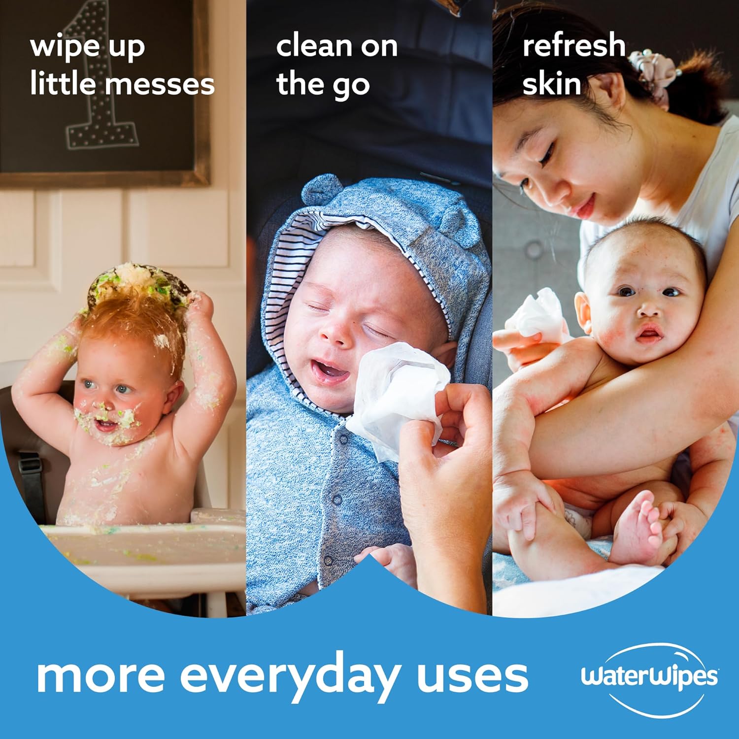 WaterWipes Sensitive+ Newborn & Baby Wipes, 3-In-1 Cleans, Cares, Protects, 99.9% Water, Unscented & Hypoallergenic, 540 Count (9 Packs)