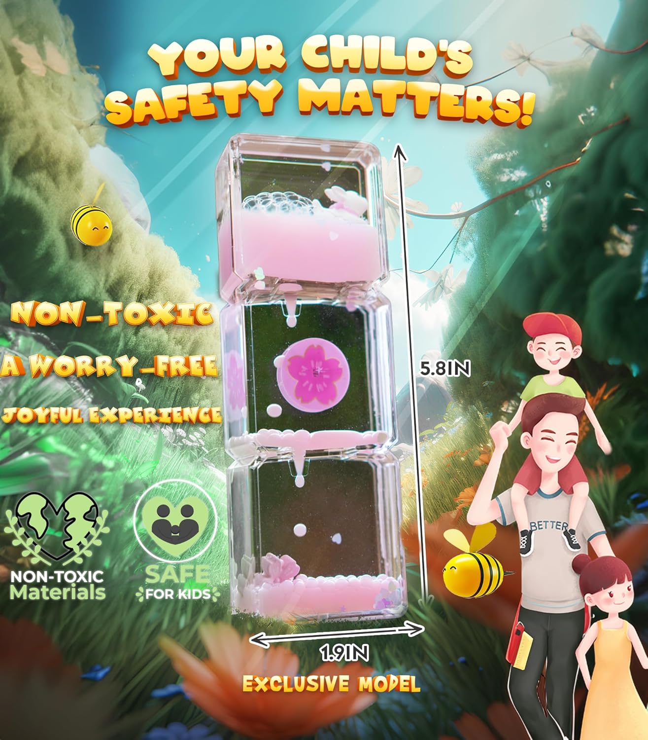 Exclusive Model Liquid Motion Bubbler Timer Soothing Sensory Toy for Relaxation Calming Stress Relief and Sensory Play Perfect for Kids and Adults Unique Desk Decor for Stress and Focus.