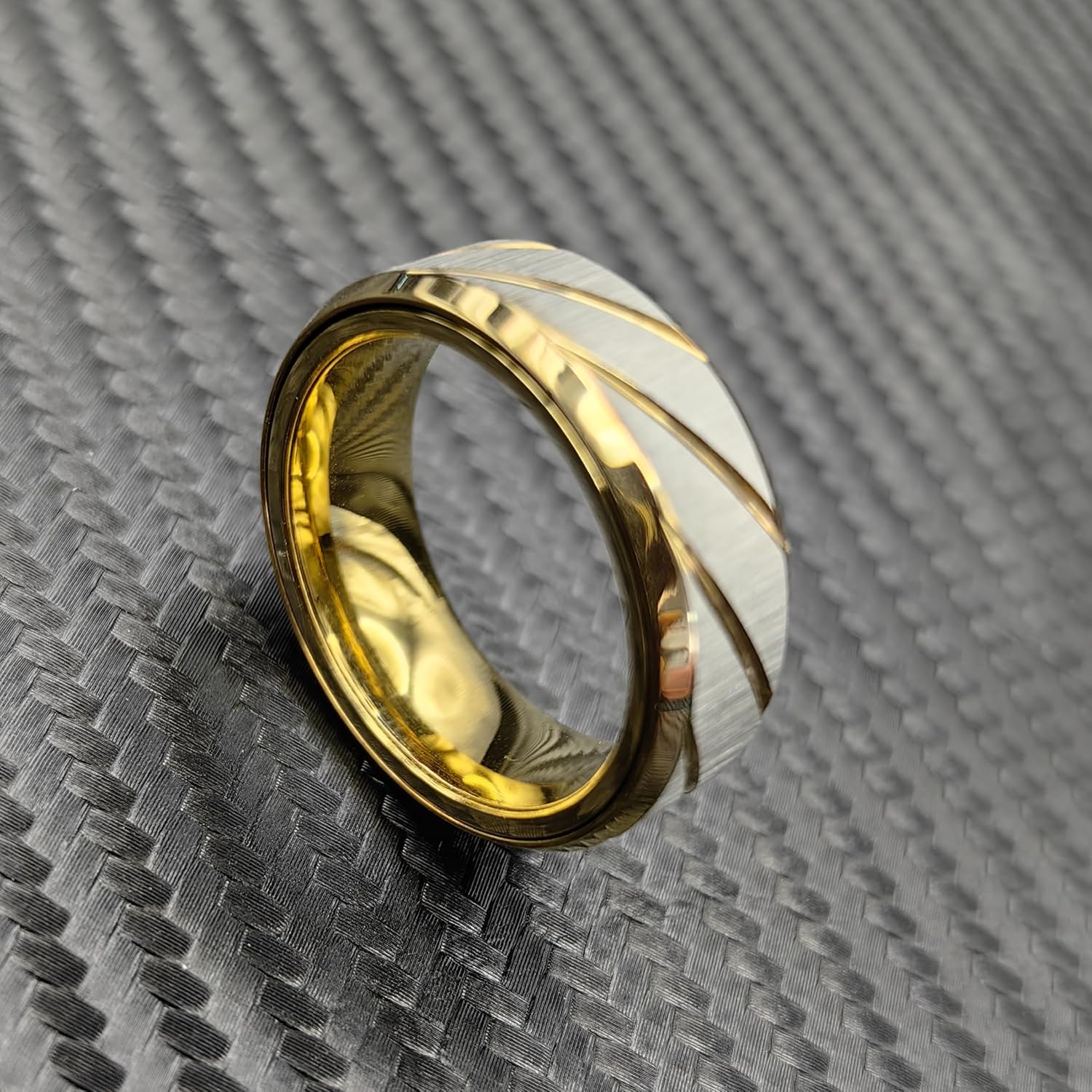 EDC Fidget Slider Fidget Toy Adult Stress Relief Metal Ratchet Ring Jewelry ADHD Recreational Fidget Toy Tactile Coin (Golden, 11)