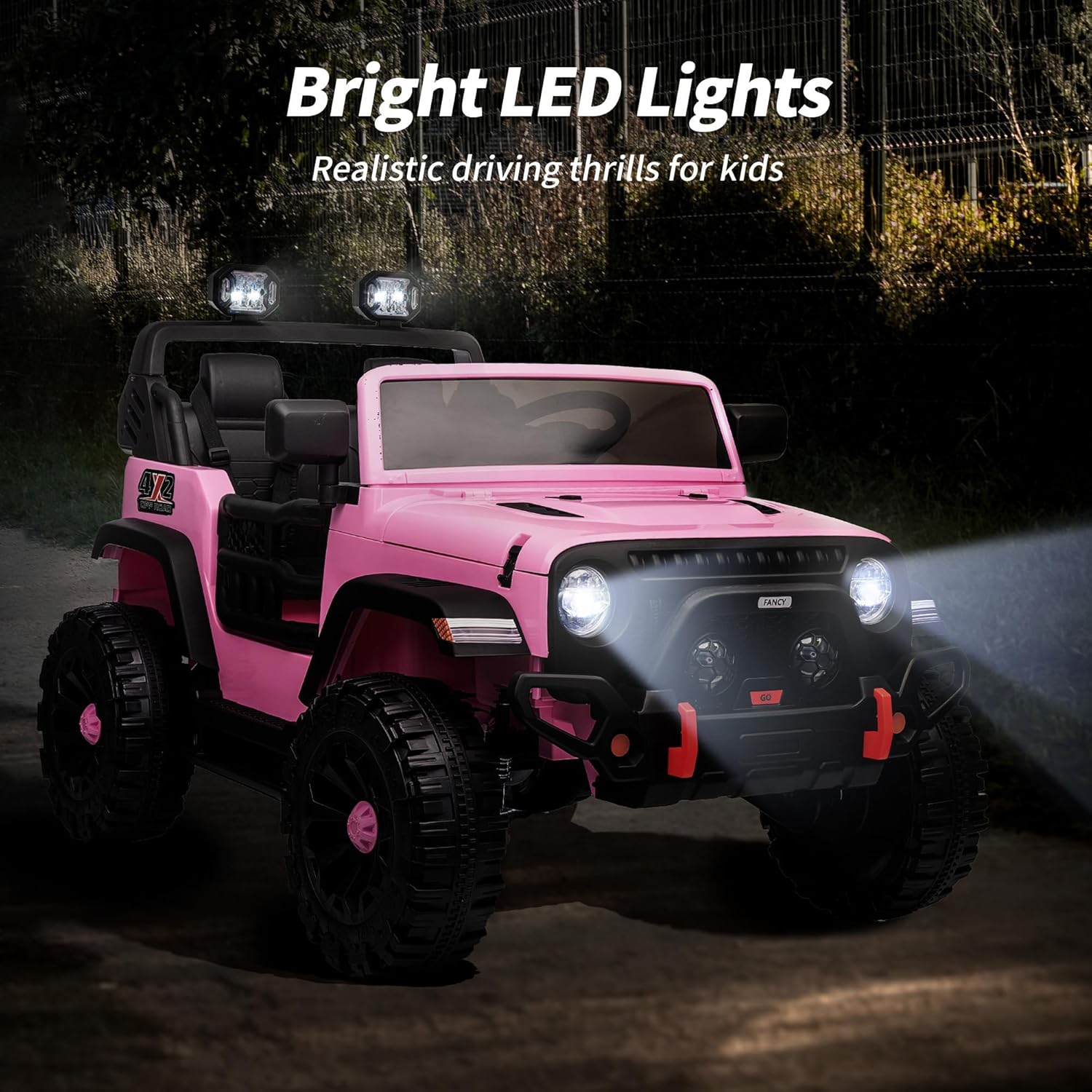 2 Seater Ride on Car Truck, 12V Kids Electric Ride on Toy for Big Kids Age 3-8 w/Remote Control- Light Pink