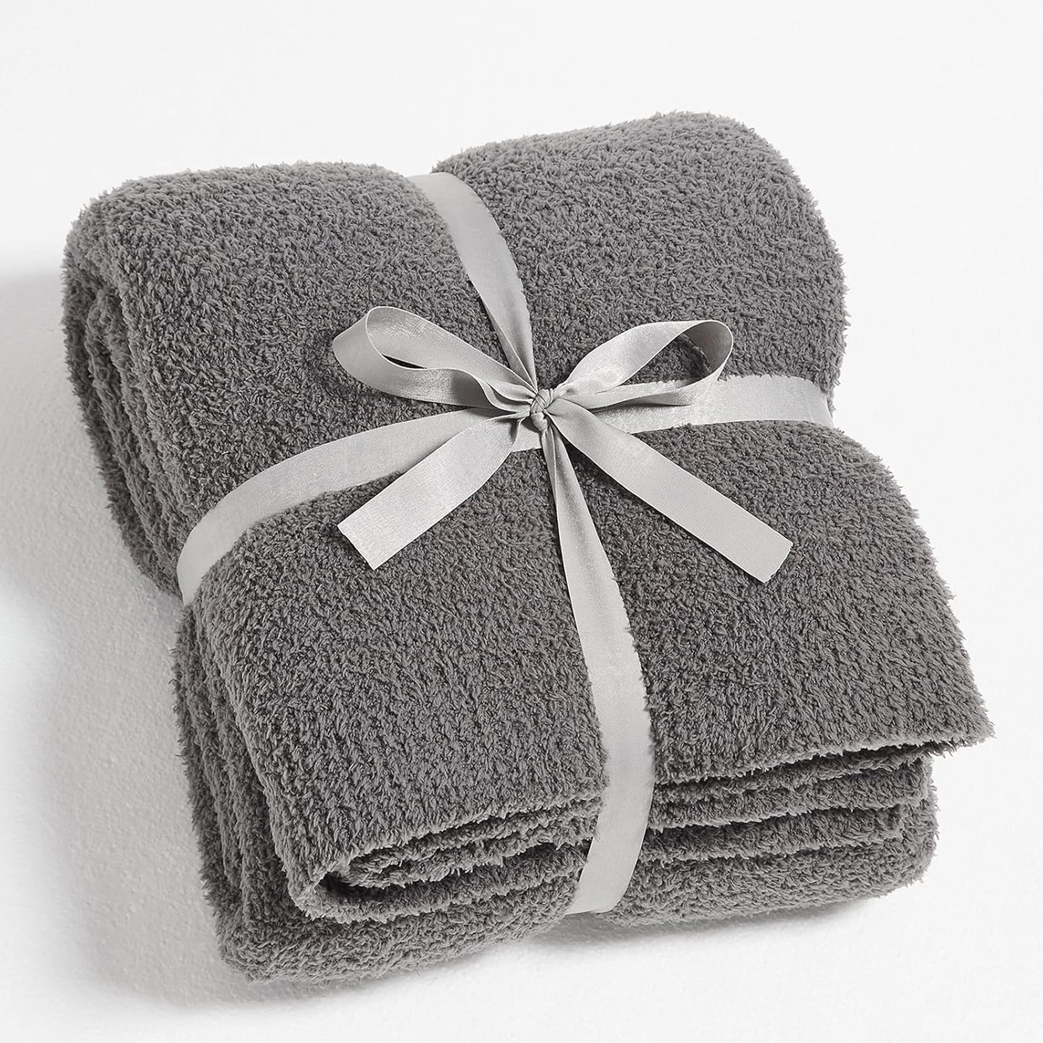 CYMULA Super Soft Knit Throw Blanket Twin Size Dark Grey-Lightweight Plush Fuzzy Fluffy Warm Cozy Blankets and Throws for Sofa Bed All Season Use, 60x80 inches