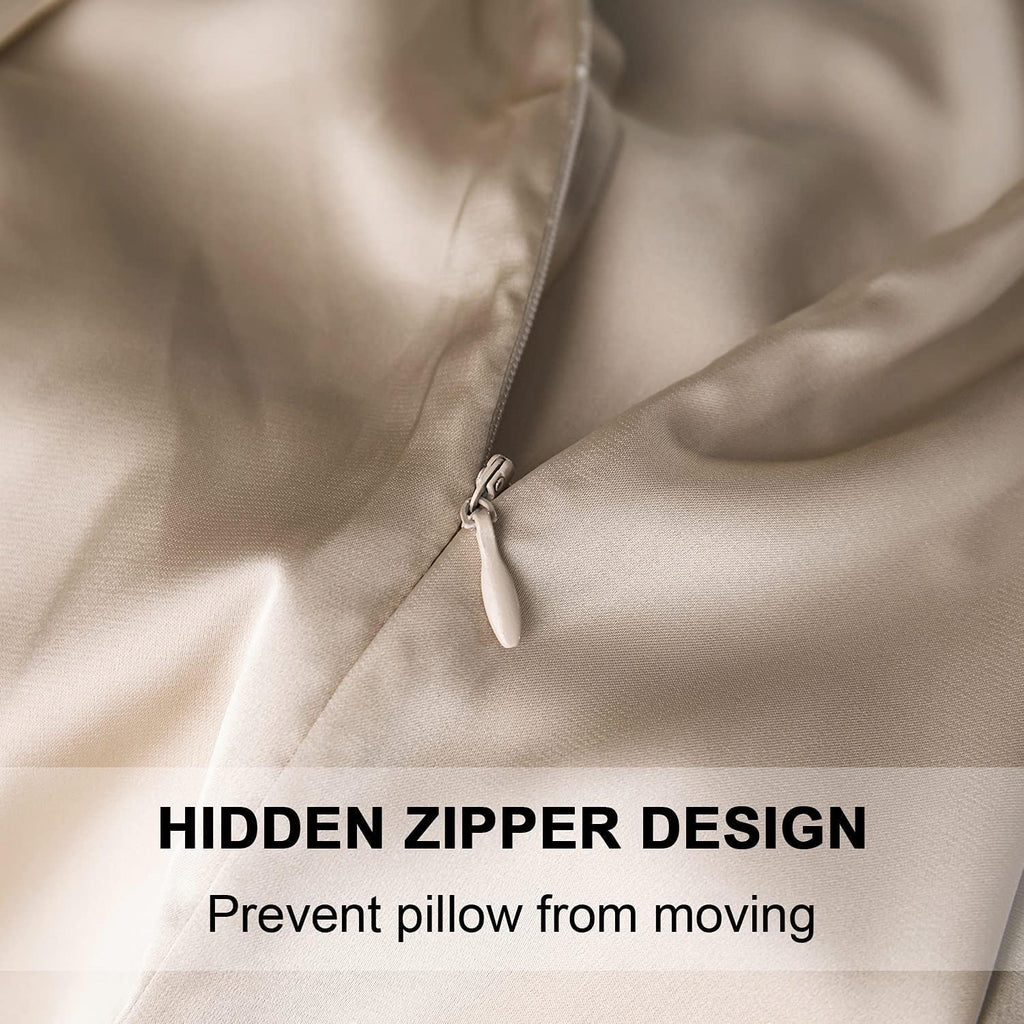 2 Pcs Mulberry Silk Pillowcase for Hair and Skin,Cooling Silk Pillow Case with Hidden Zipper,Allergen Proof Dual Sides Soft Breathable Smooth Silk Pillow Cover for Women(Standard-2PCS,Champagne)