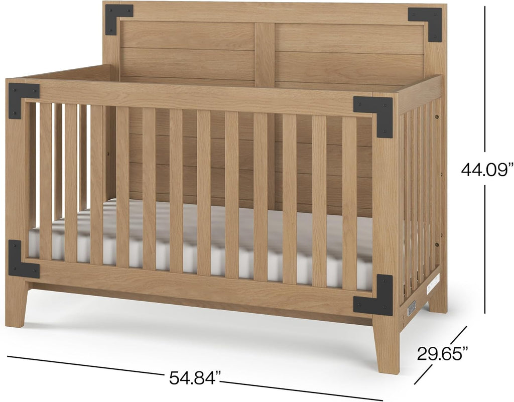 Child Craft Lucas 4-in-1 Convertible Crib, Baby Crib Converts to Day Bed, Toddler Bed and Full Size Bed, 3 Adjustable Mattress Positions, Non-Toxic, Baby Safe Finish (Nutmeg)