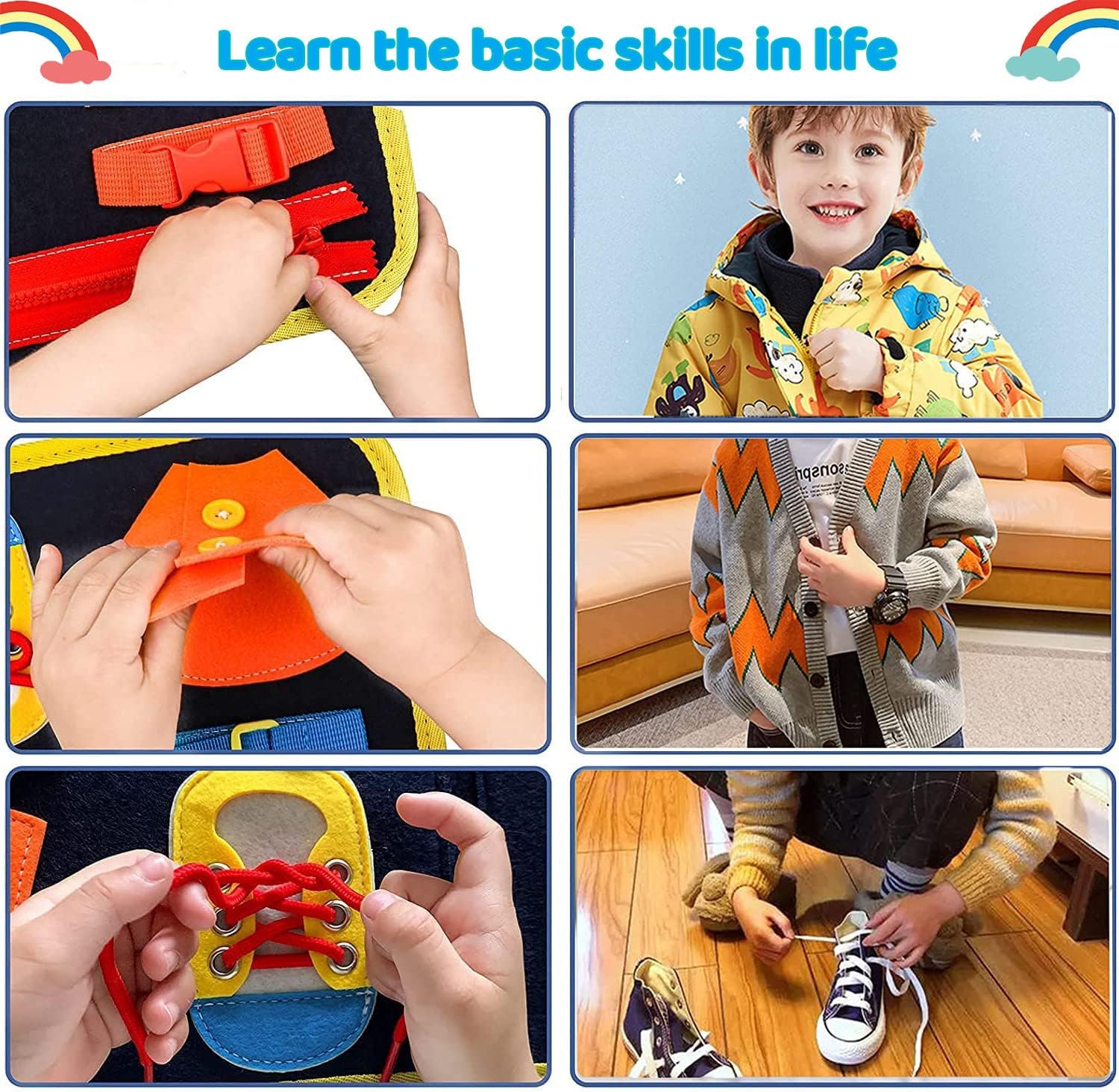 MORNOR Busy Board Montessori Toys for Toddlers Sensory Toys Gifts for 1 2 3 4 Year Old Girls & Boys Preschool Learning Activities Educational Travel Toy for Fine Motor Skills (Blue)