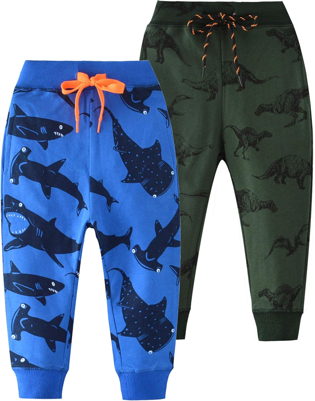 HUAER& Baby Boy's Jogger Pants Dinosaur Car Drawstring Elastic Sweatpants