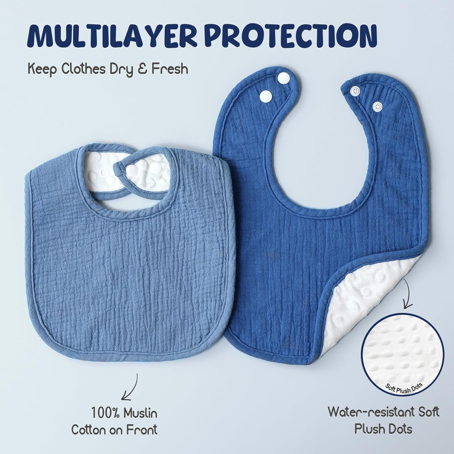 6-Pack Muslin Baby Bibs for Unisex Boys Girls, Cotton Baby Drool Bibs, Drooling and Teething Bibs for Infant