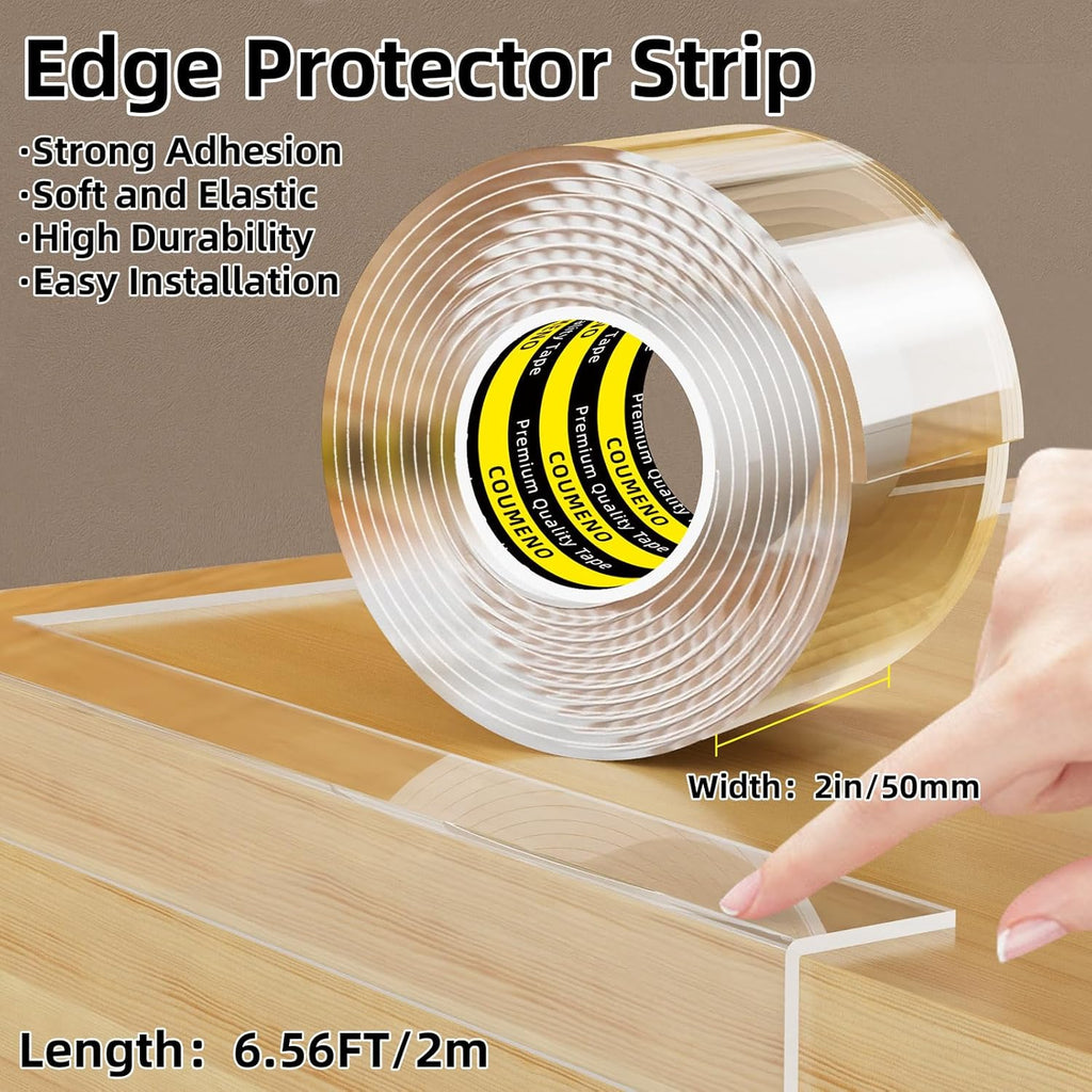Clear Edge Protector,Safe Corner Protector, Anti-Sharp Edge Protector, for Furniture, Drawers, Tables, Cabinets 2inX6.56FT