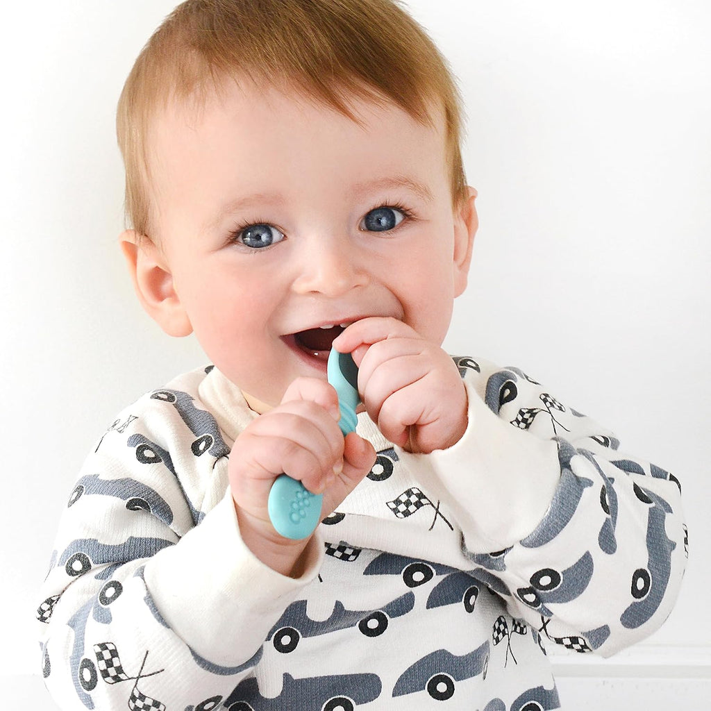 PrimaStella Silicone Chew Spoon 6-Piece Set | First Stage Feeding Spoons | Baby Led Weaning Supplies | BPA Free | Dishwasher and Boil Safe | Neutral Palette