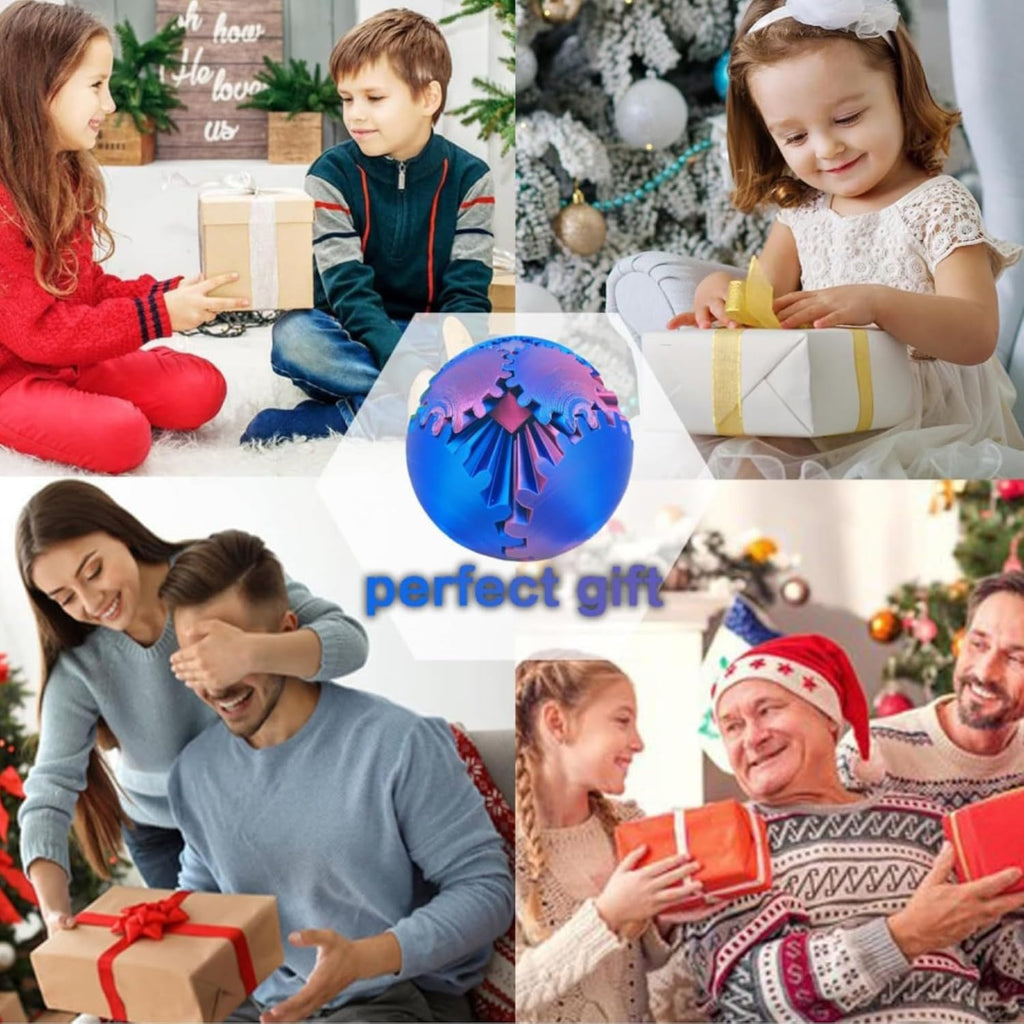 Gear Sphere, Gear Ball 3D Printed Gear Ball Spin Ball OR Cube Fidget Toy, Gear Ball Fidget Toy, Gear Sphere Desk Toy, Fidget Ball for Stress and Anxiety Relaxing, Into Any Shape You Want