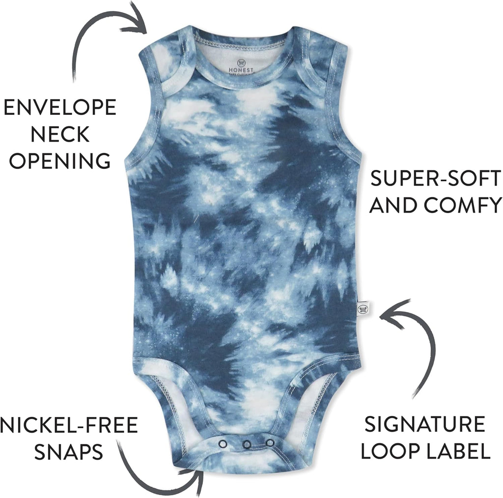 Sleeveless Bodysuits One-piece 100% Organic Cotton for Baby Boys, Girls, Unisex