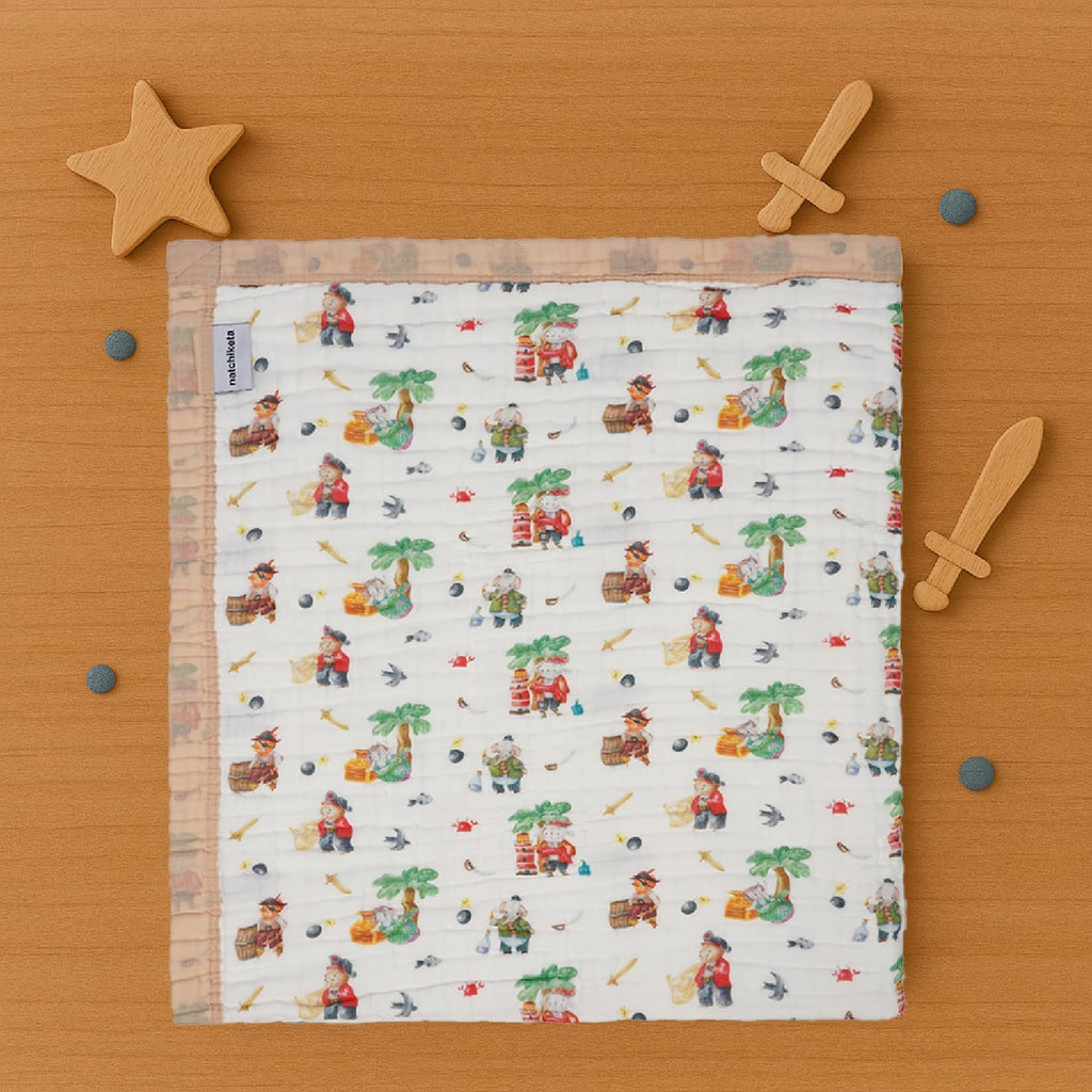 Organic Cotton Muslin Baby Blanket for Boys and Girls - Luxurious Soft Toddler Quilt for Swaddling - Gender Neutral Blankets Makes a Great Animal Pirates