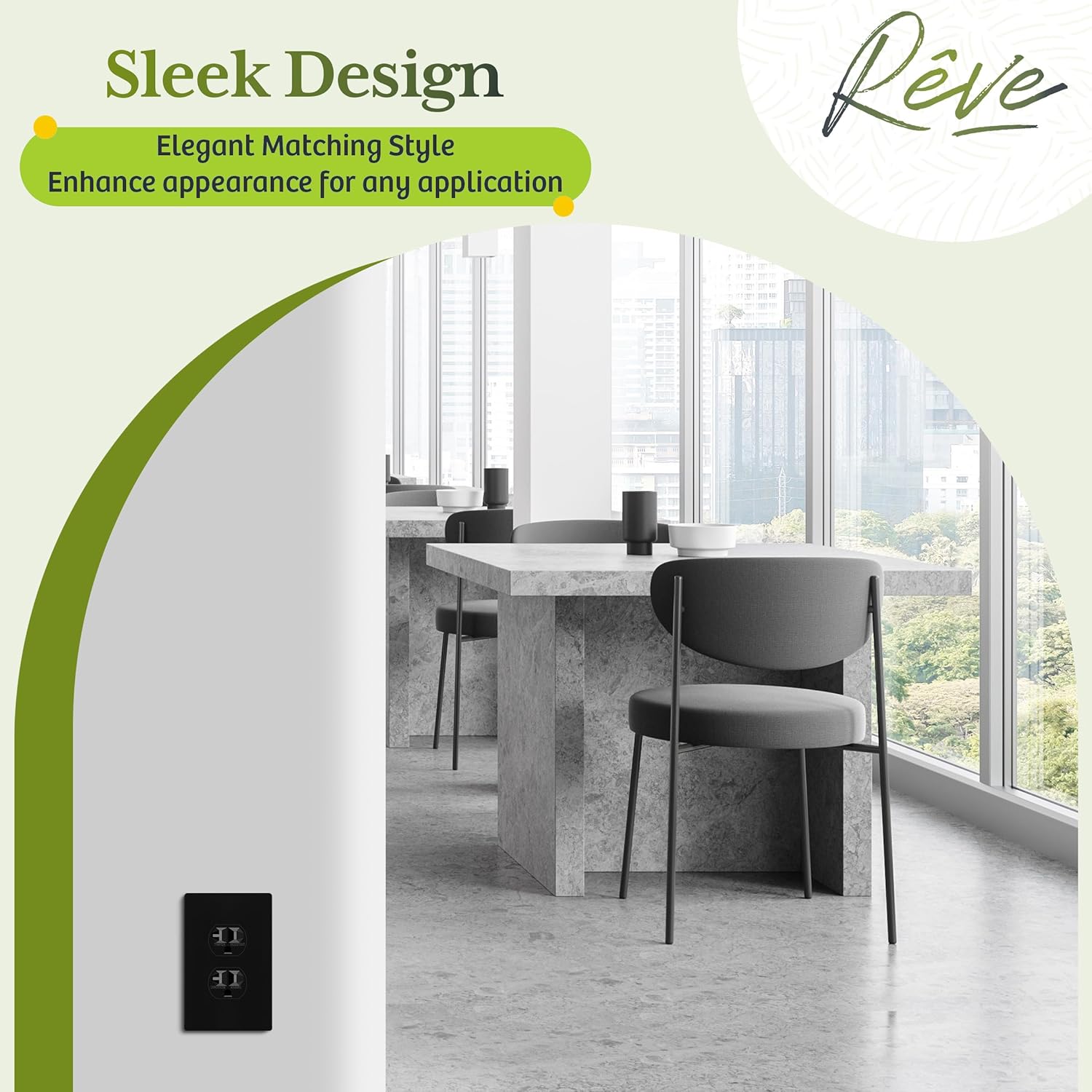 TG Mid-Size Screwless Duplex Wall Plate, Child Safe Receptacle Outlet Cover, Medium Size 1-Gang 4.88" H x 3.11" L, Polycarbonate Thermoplastic, UL Listed, SP-MS1-BK5P, Black (5 Pack)