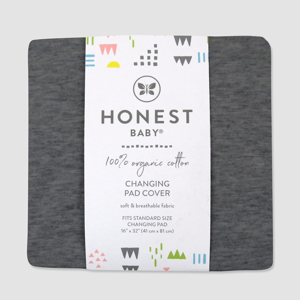 HonestBaby Boys Organic Cotton Changing Pad Cover, Gray Charcoal, One Size