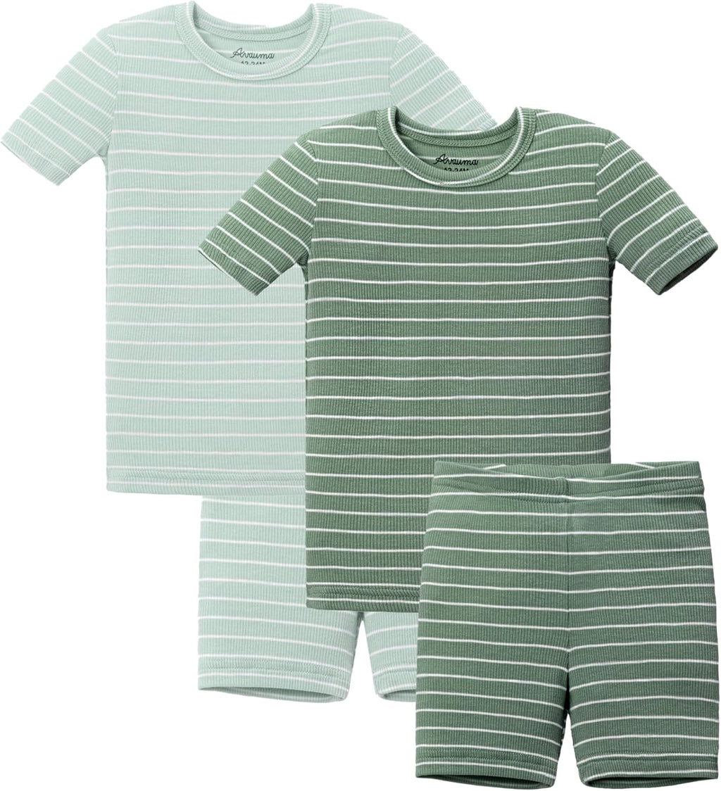 AVAUMA Stripe Pattern Baby Boys Girls Pajama Set Kids Toddler Snug fit Ribbed Sleepwear pjs for Daily Life Style