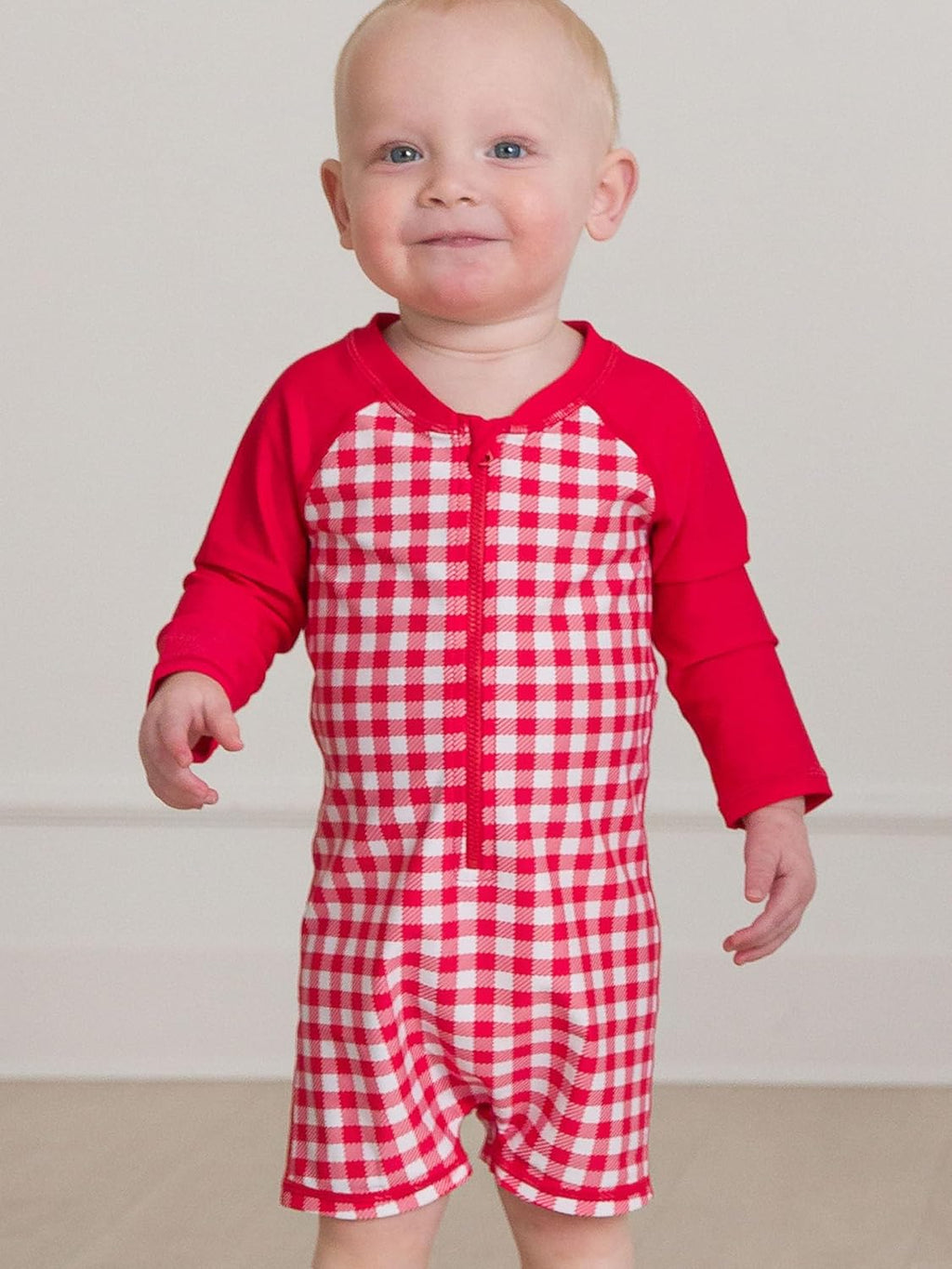 RUGGEDBUTTS Baby/Toddler Boy Swimsuit, One Piece Zipper Rash Guard Sunsuit with UPF 50+ Sun Protection