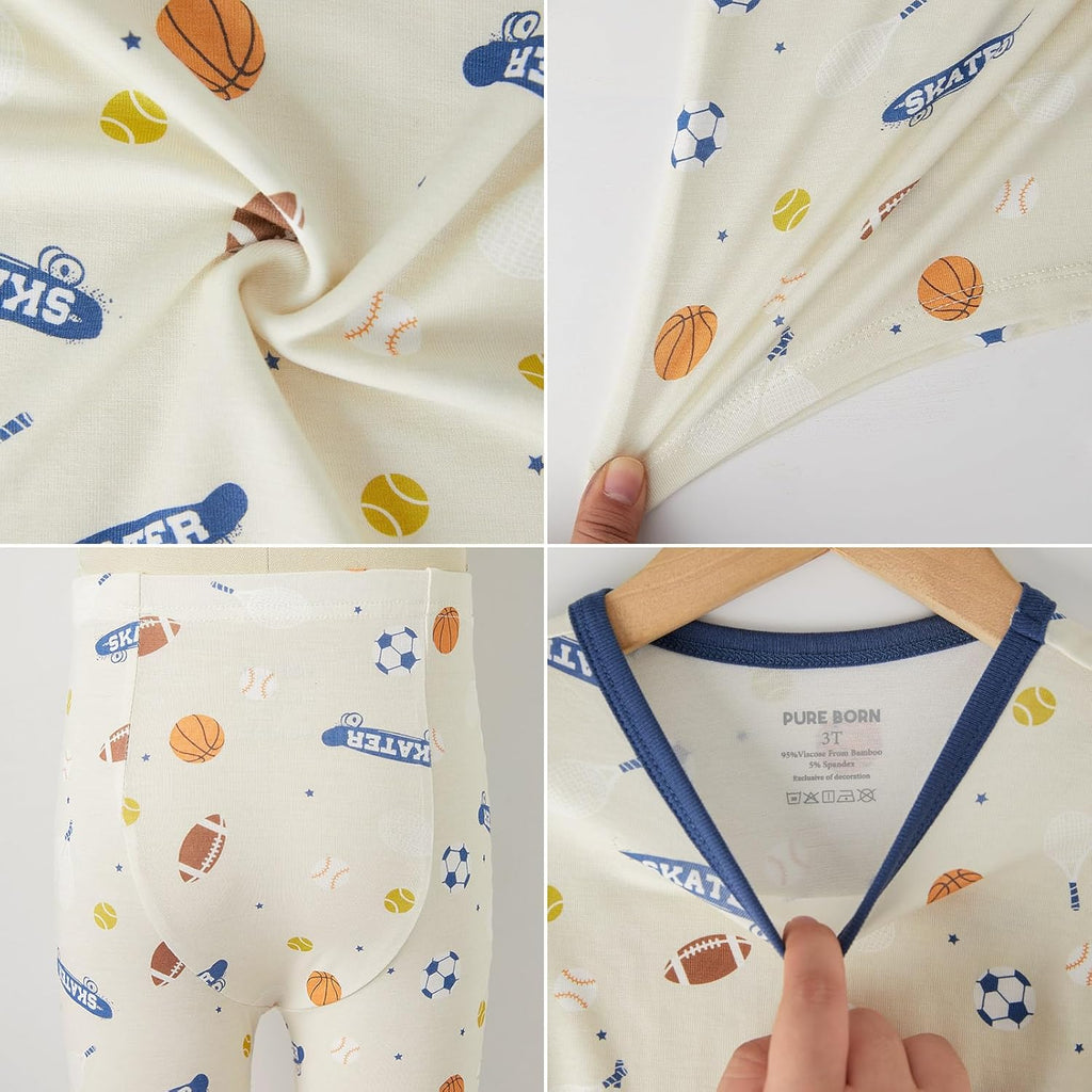 pureborn Baby Toddler Kids Viscose from Bamboo Pajamas Set Pjs 2pcs 18M-8Y