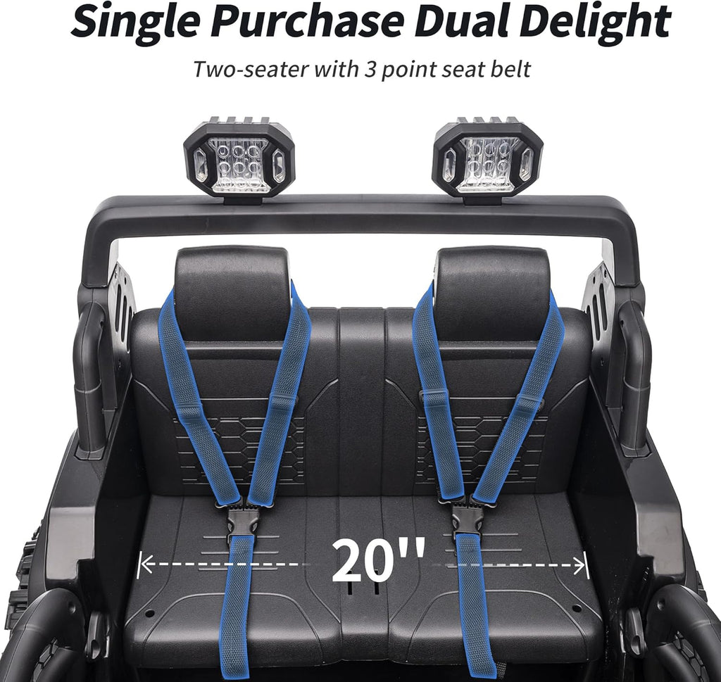 2 Seater Ride on Car Truck, 12V Kids Electric Ride on Toy for Big Kids Age 3-8 w/Remote Control- Black