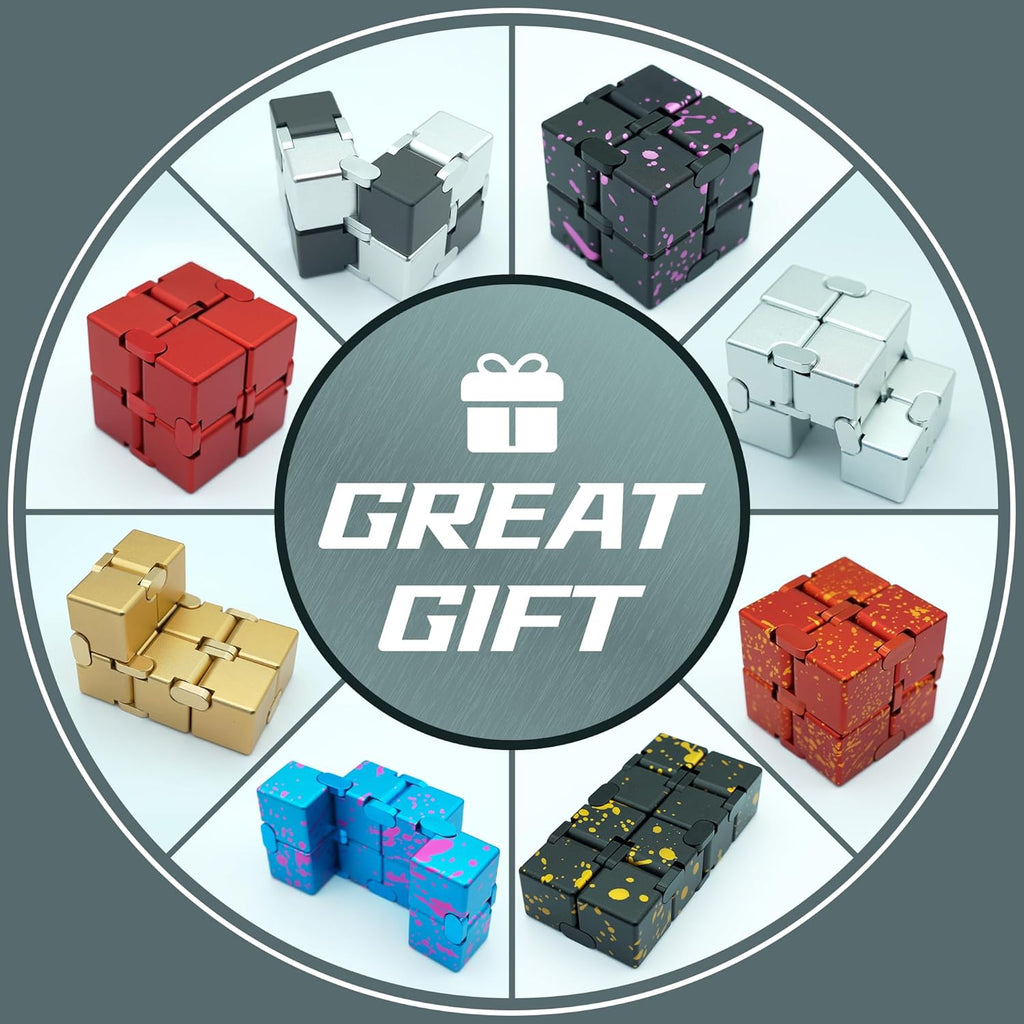 Metal Fidget Toys, Infinity Cube Fidget Toys, Fidgets Blocks for Kids Adults Teens, Handheld Toys for Anxiety Sensory Toys for Birthday (Gray)