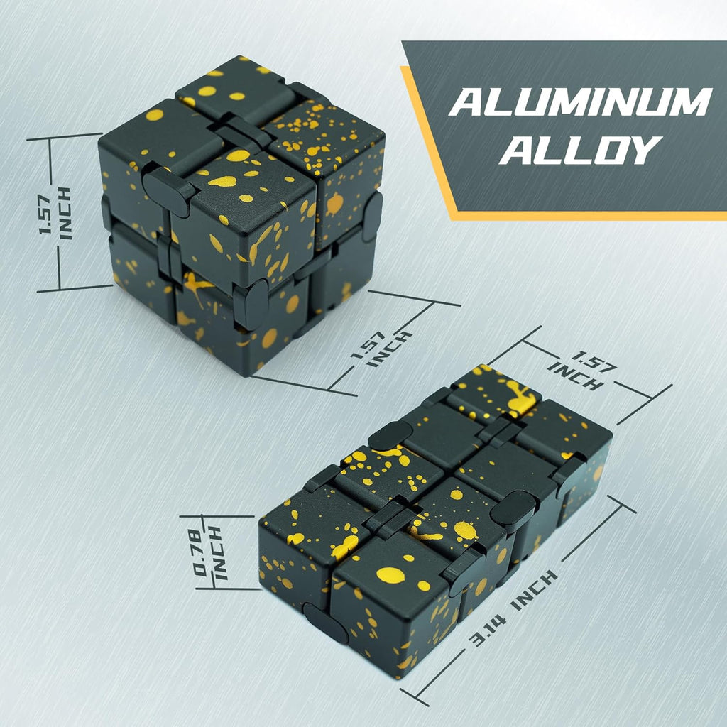 Fidget Infinity Cube, Quite Fidget Toys Anxiety Relife Items Fidgets for Adults, Fidget Sensory Toys for Teens Kids, Classroom Prizes (Black Yellow)