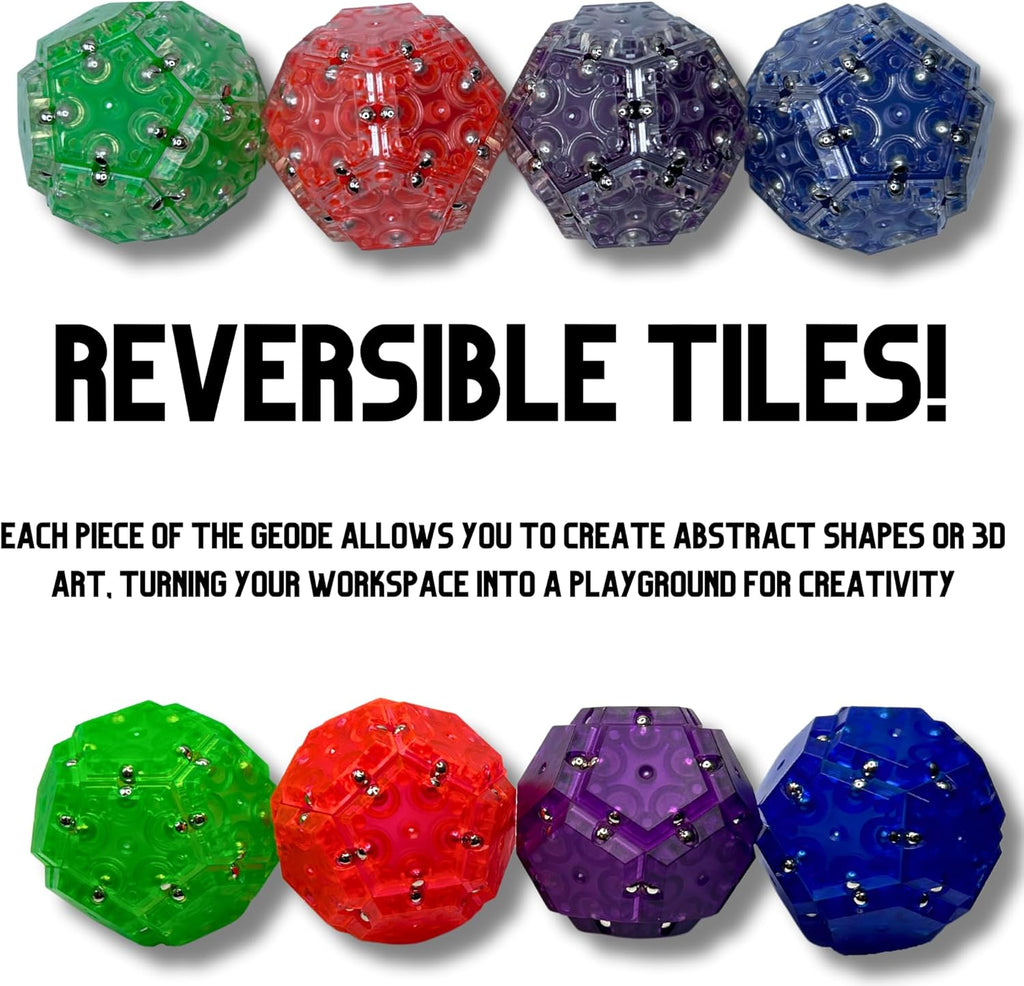Four Brothers Geode Magnetic Fidget Sphere Set | Mesmerizing 12-Piece Pentagon Design in Green | Fun Desk Gadgets and Quiet ADHD Toys Idea!