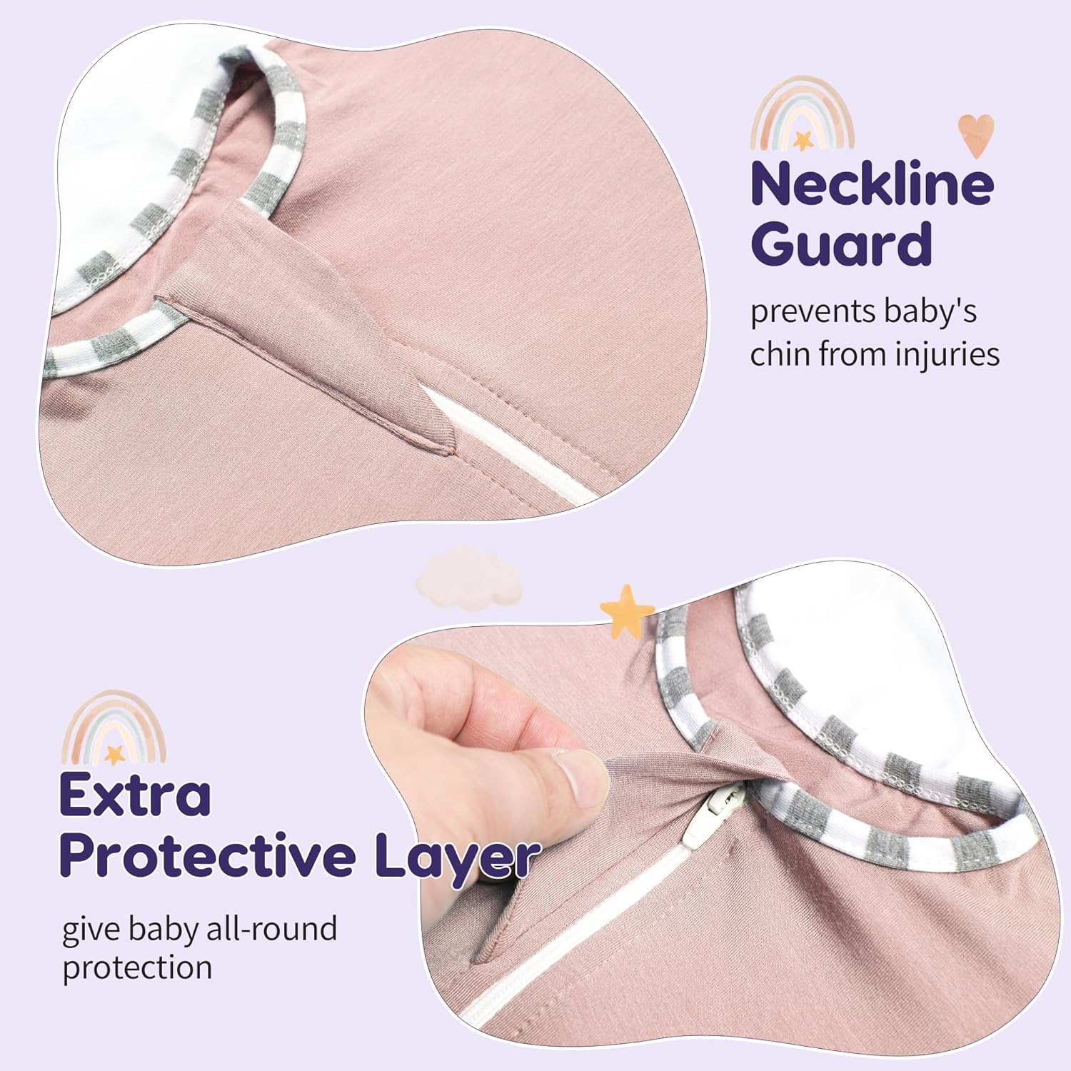 PuppyPaws Baby Sleep Sack 2-Pack Set, Transitional Swaddle, Sleep Sack 3-6 Months, Wearable Blanket Baby with 2-Way Zipper Summer, 95% Rayon derived from Bamboo, 5% Spandex