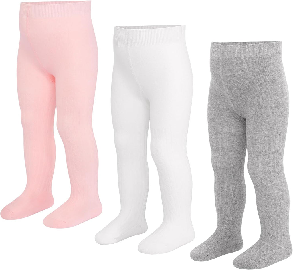 3 Pack Baby Girl Tights Cable Knit Leggings Stockings Cotton Pantyhose for Newborn Infant 6 Months-6 Years.