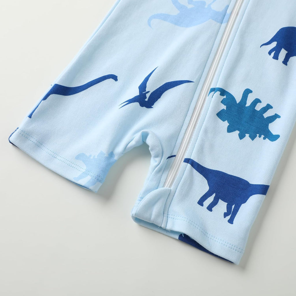 Owlivia Baby Short Sleeve Summer Romper Set, 2 Pack Tank Jumpsuit for Girls and Boys, Cartoon One Piece Coverall Outfit