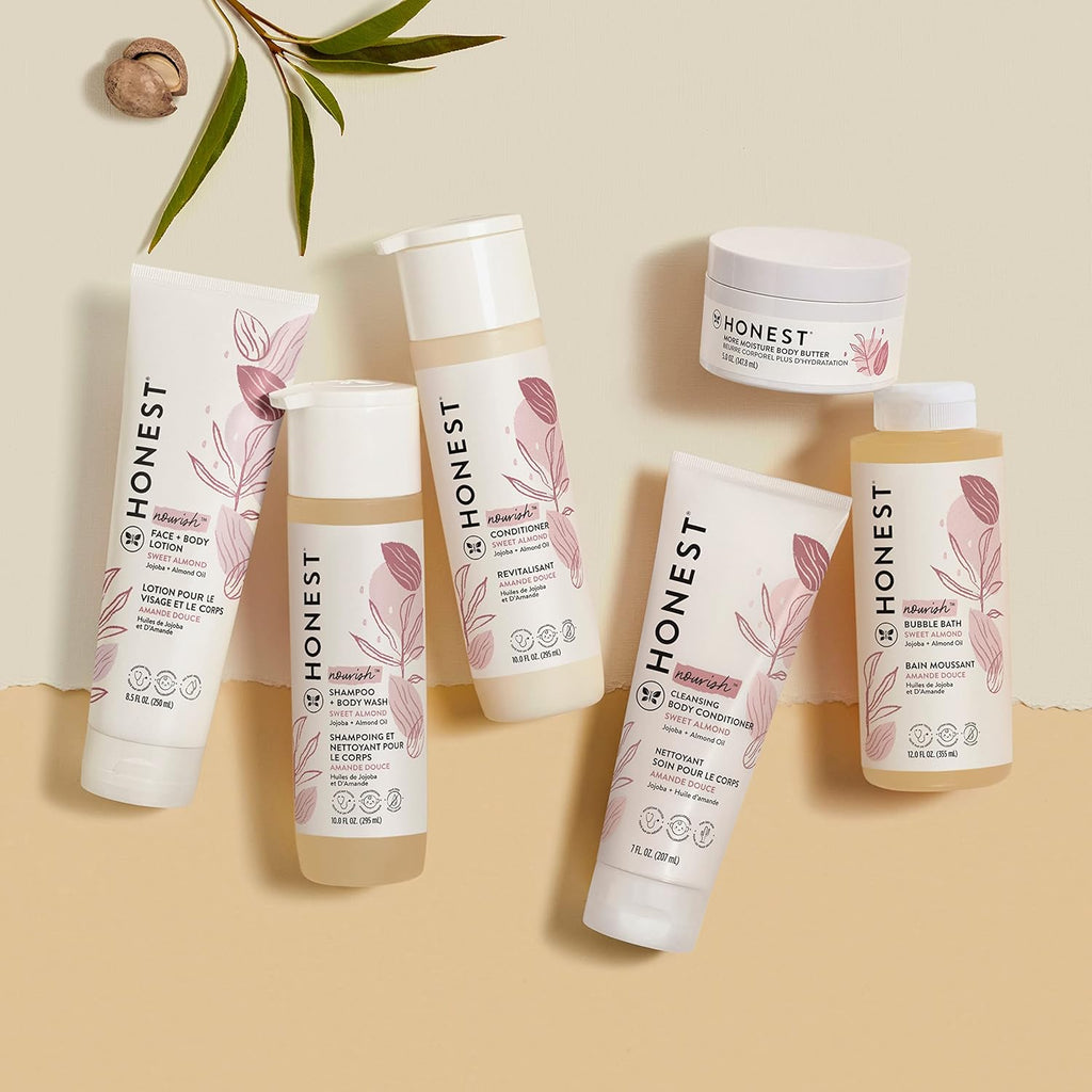 The Honest Company 2-in-1 Cleansing Shampoo + Body Wash | Gentle for Baby | Naturally Derived, Tear-free, Hypoallergenic | Sweet Almond Nourish, 10 fl oz