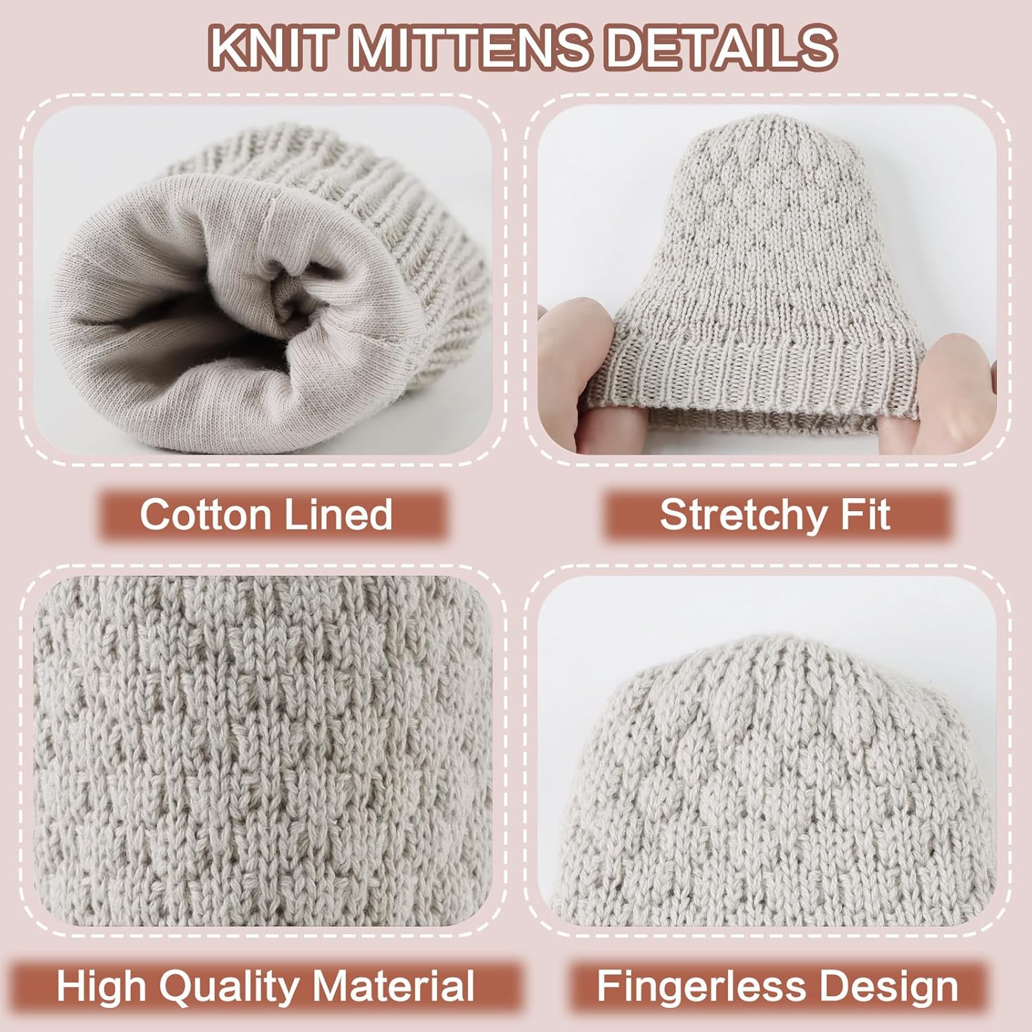 Baby Knit Mittens Toddler Boys Girls Gloves Winter Infant Newborn No Scratch Mitten 0-3 Years