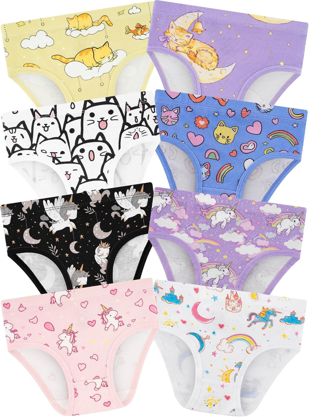 Girls' Underwear,Soft Cotton Tagless Panties for Toddlers' & Little Kids' Comfort,Breathable Briefs,8-Pack
