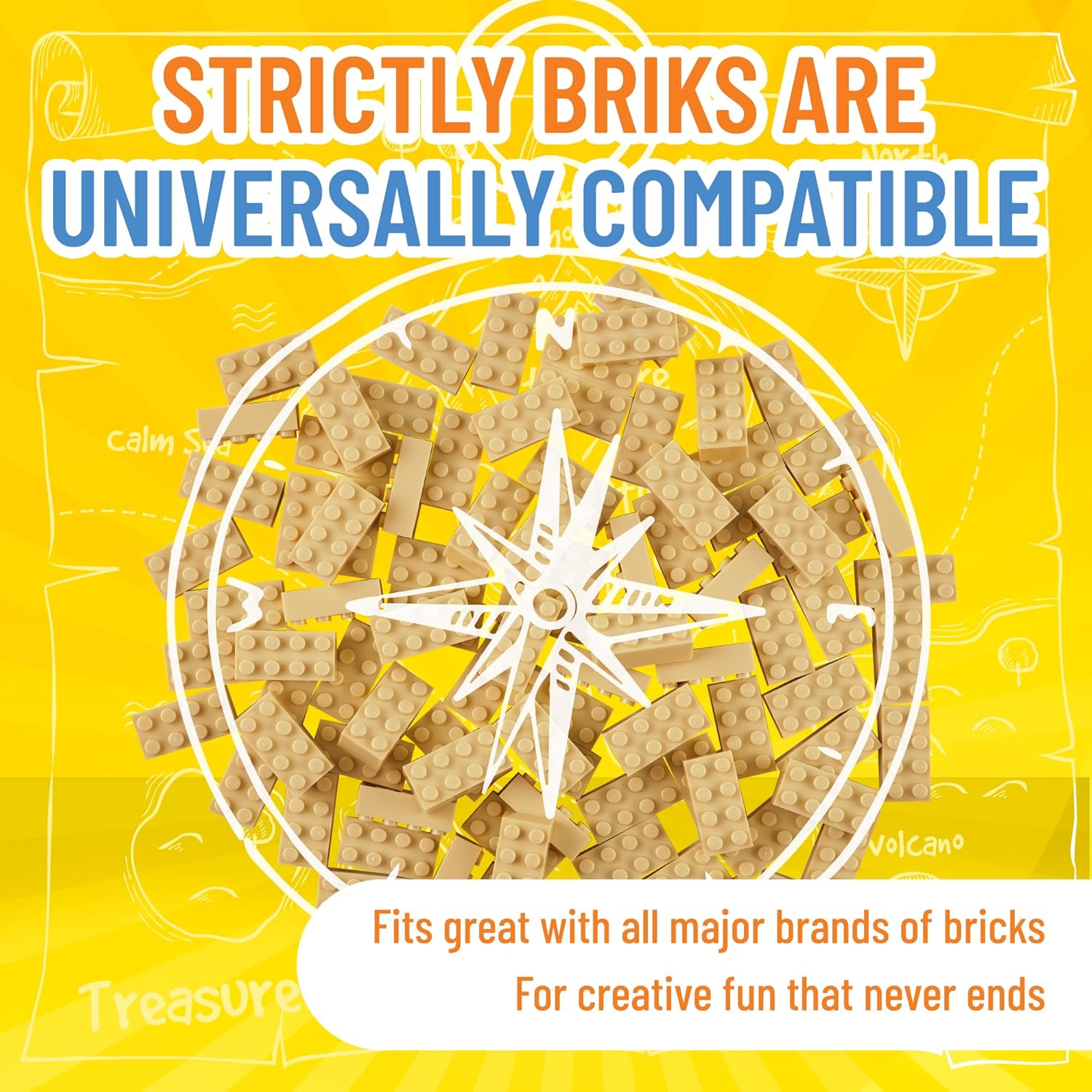 Strictly Briks Classic Bricks Starter Kit, Sand, 96 Pieces, 2x4 Studs, Building Creative Play Set for Ages 3 and Up, 100% Compatible with All Major Brick Brands