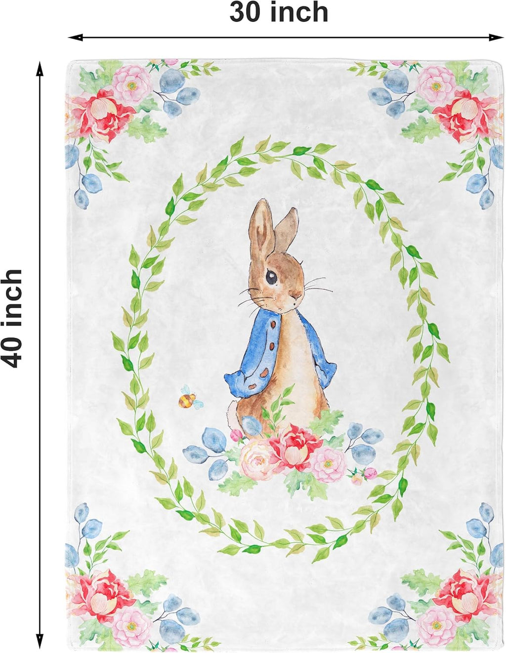 UNIQUE Rabbit Ultra Soft Fleece Baby Blanket 30x40in, Cute Rabbit Baby Blanket, Gender Neutral