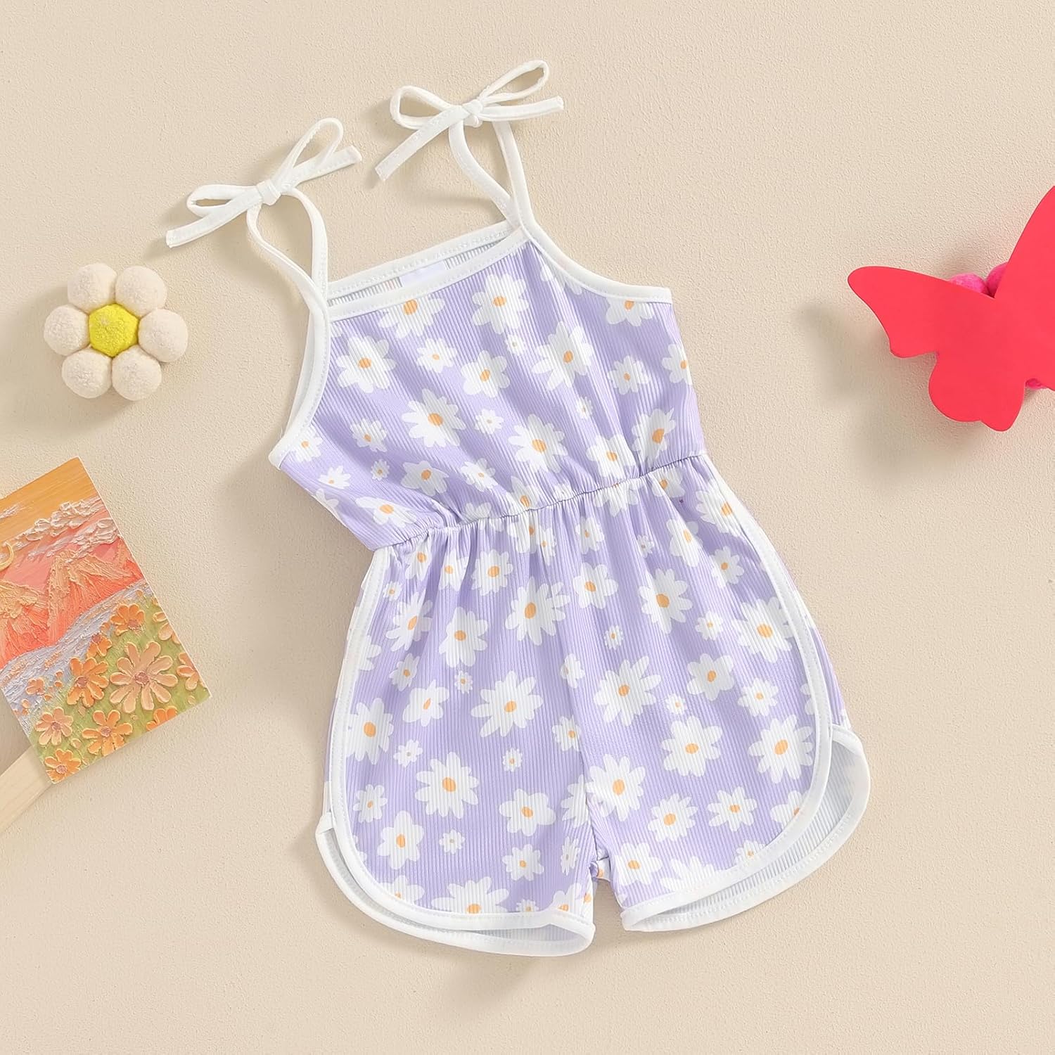 WZTYYDS Toddler Baby Girl Summer Clothes Floral Romper Tie-Up Strap Halter Jumpsuit Infant Summer Sling Playsuit 6M-3T