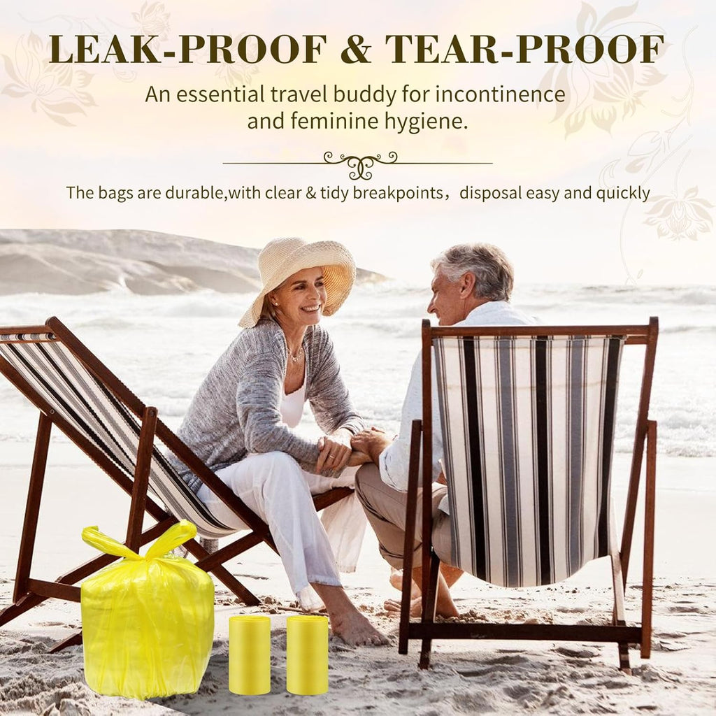 Large Adult Diaper Disposal Bags (18 x 23in), 96 Count, Lemon Scented, Waste Disposal for Elderly, Baby Dipaer Trash Bags, Sanitary Prouducts & Pet Waste Disposal, Yellow