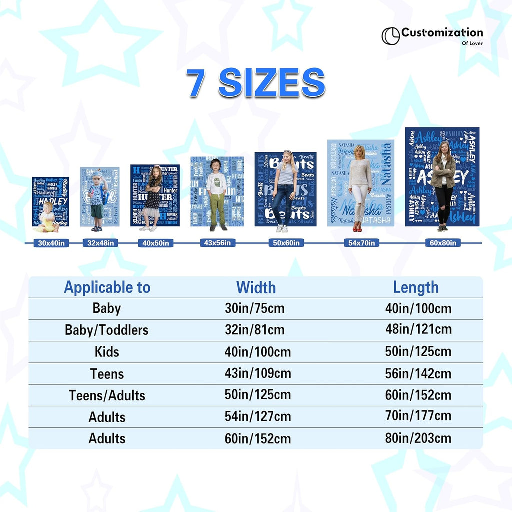 Custom Blanket Personalized Throw Blanket Customized Blankets with Name Text for Adult Kid Birthday