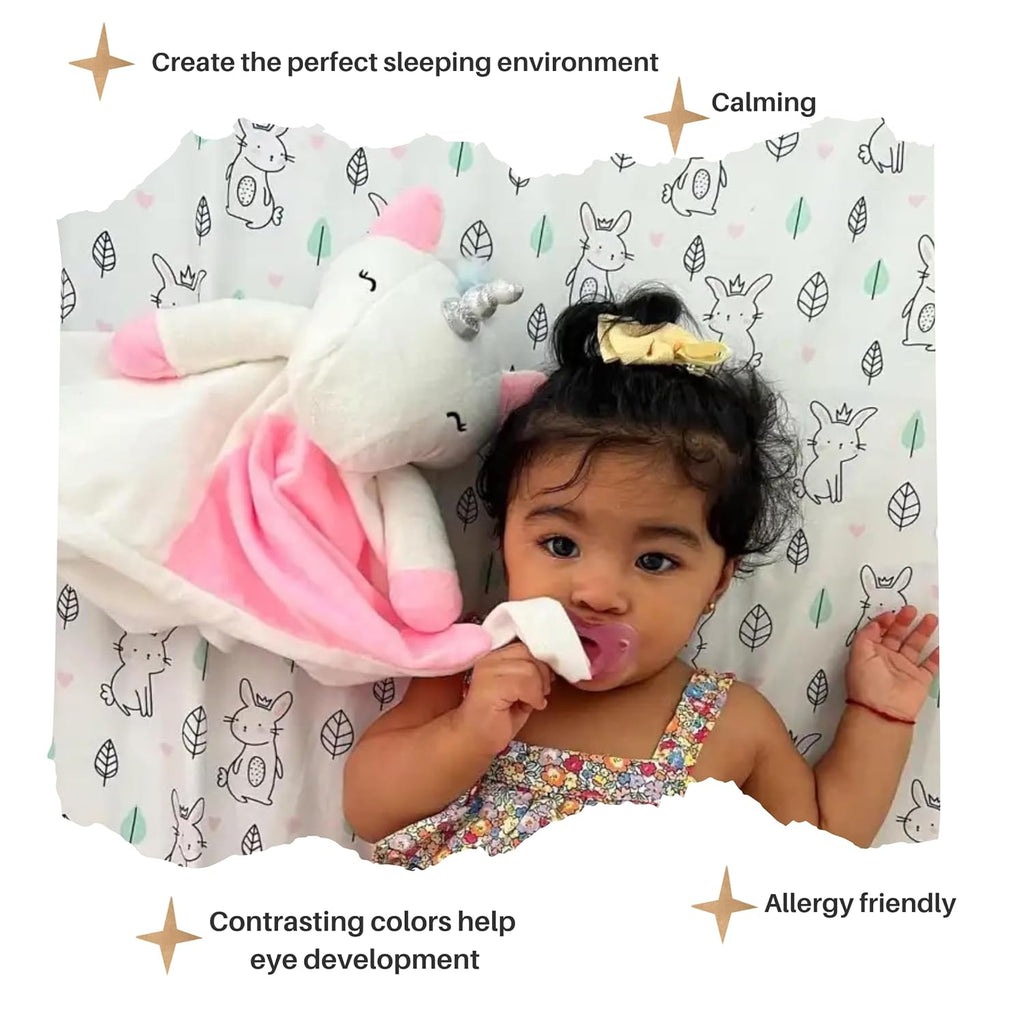 4-in-1 Sound Machine, Baby Lovey, Blanket - White Noise & Lullaby Plush Unicorn Calms & Reduces Wakeups, Helps Toddler Sleep Longer - Proven Sleep Aid -Musical BPA-Free, Machine Washable Newborn Gift