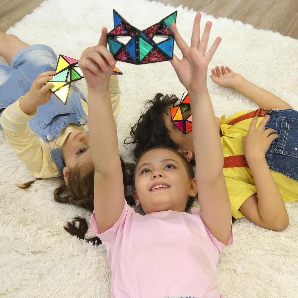 TOSY Magnet Pyramid Glow - 1 Cube Transforms into 1 Billion Shapes, 12 Pieces, 243 Rare Earth Magnets, Glowing, Holographic Design Magnet Tiles Creative Puzzle STEM/STEAM Toy