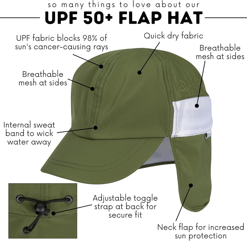 SwimZip Sun Hat with Neck Flap | UPF 50+ Protection for Baby, Toddler, and Kids