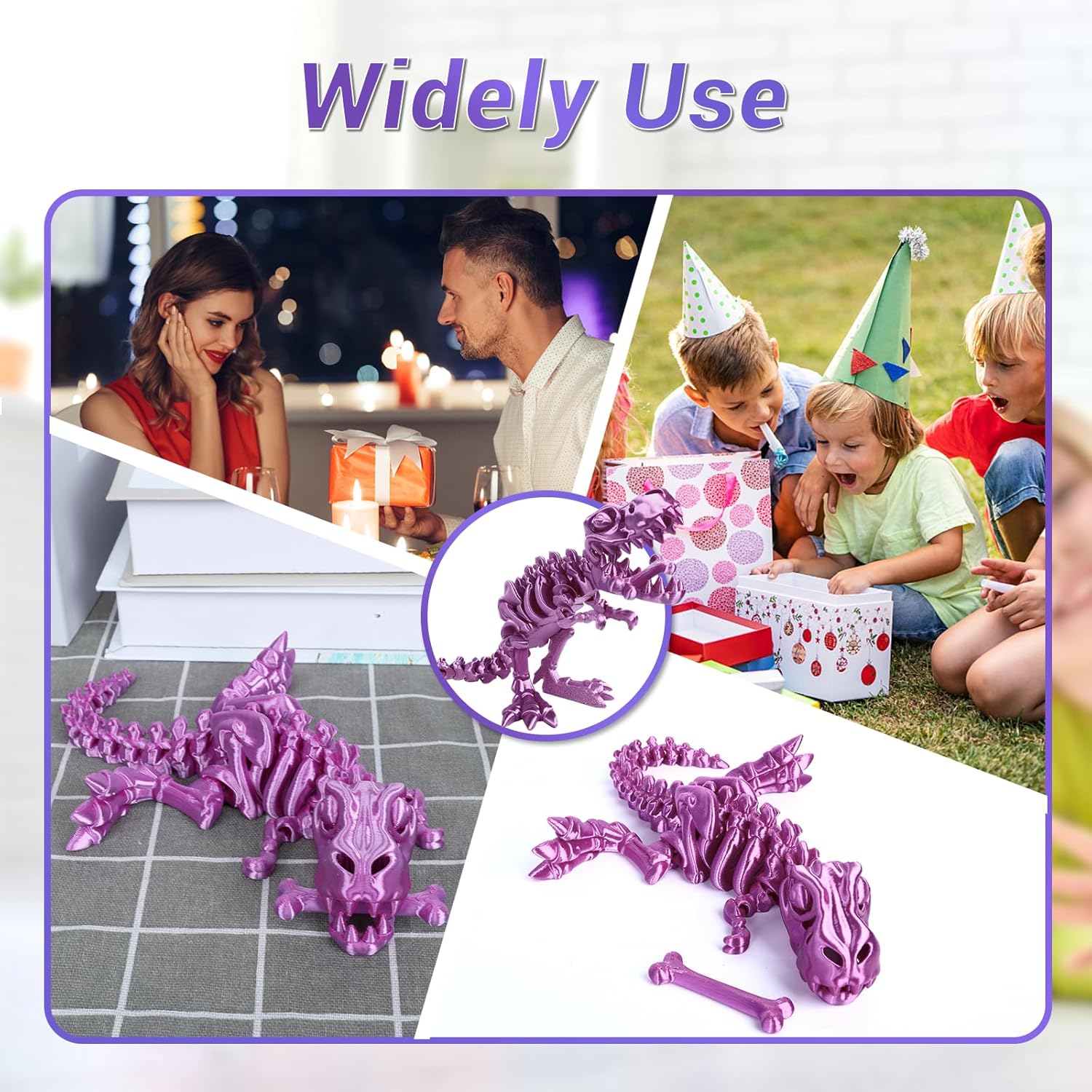 3D Printed Dinosaur Bone Skeleton Tyrannosaurus Rex with Movable Jaw Fidget Dinosaur Toys Full Articulated Dinosaur Executive Desk Toys Home Office Decor