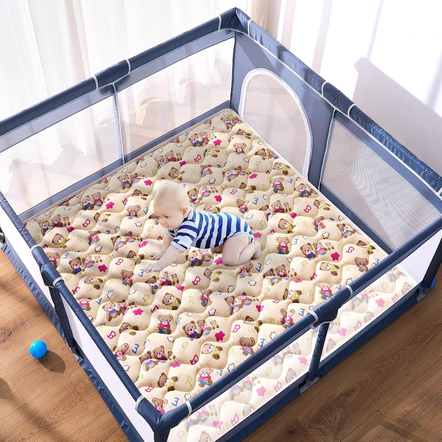 Vibe Bear High-Density Foam Baby Play Mat, 36x36 Inches Thicken One-Piece Comfortable and Soft Baby Playmat, Non Slip Washable Floor Mat for Infants, Toddlers