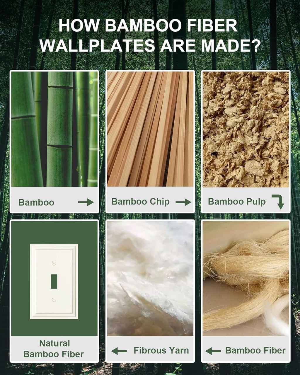 4-Pack Single Toggle Light Switch Covers Wall Plate, Light Almond Decorative Switch Plate Covers, 1 Gang Natural Bamboo Fiber Wall Plate, Corrosion Resistant