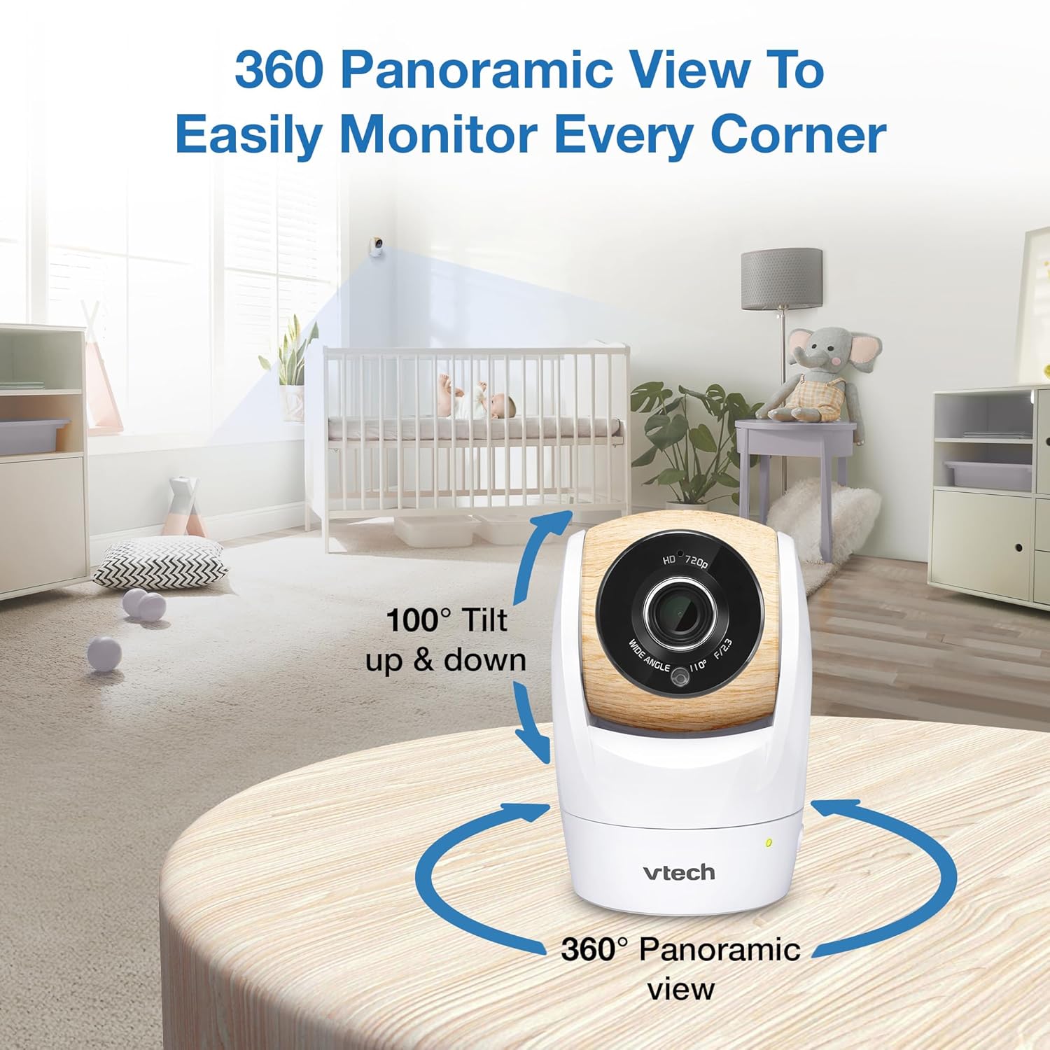 VTech VM928-2HD 5” 720p HD Display 2 Cameras Baby Monitor,110 Wide Angle View,Remote Pan-Tilt-Zoom,Night Vision,Up to 1000ft Range,Temperature Sensor,9 Soothing Sounds & Lullabies,2-Way Talk,No WiFi
