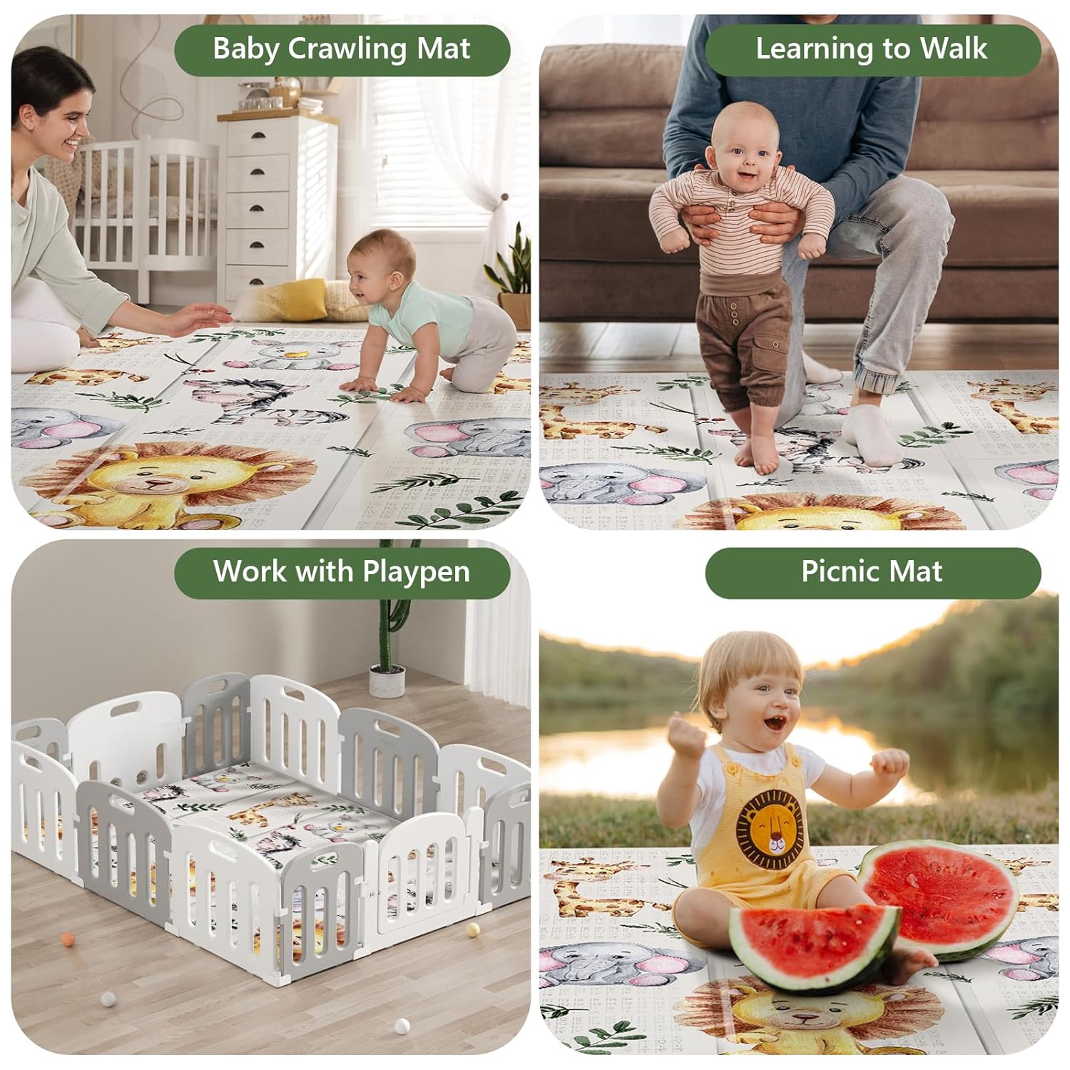 79 x 71 Foldable Large Play Mat for Babies, Non Toxic Foam Play Mat, Thick & Waterproof Baby Playmat for Floor, Anti-Slip Baby Playpen Mat for Toddlers