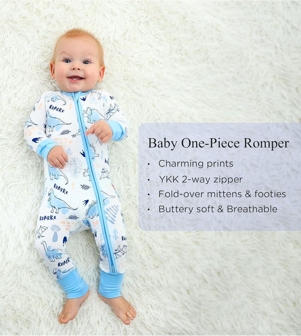 Baby One-Piece Romper Footless Bamboo Viscose Pajamas Sleepers for Baby Boys and Girls