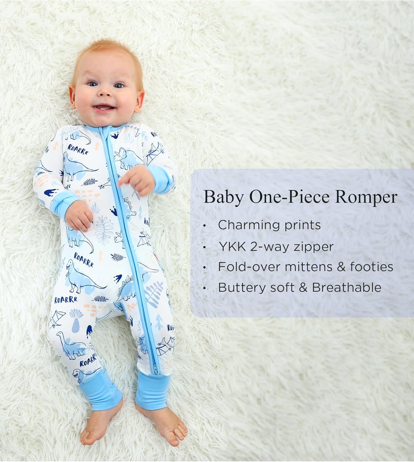 Baby One-Piece Romper Footless Bamboo Viscose Pajamas Sleepers for Baby Boys and Girls