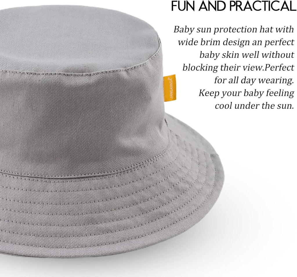 JANGANNSA Cotton Baby Sun Hat Infant Toddler Boys Girls Bucket Hats Summer Sun Protection Kids Beach Caps