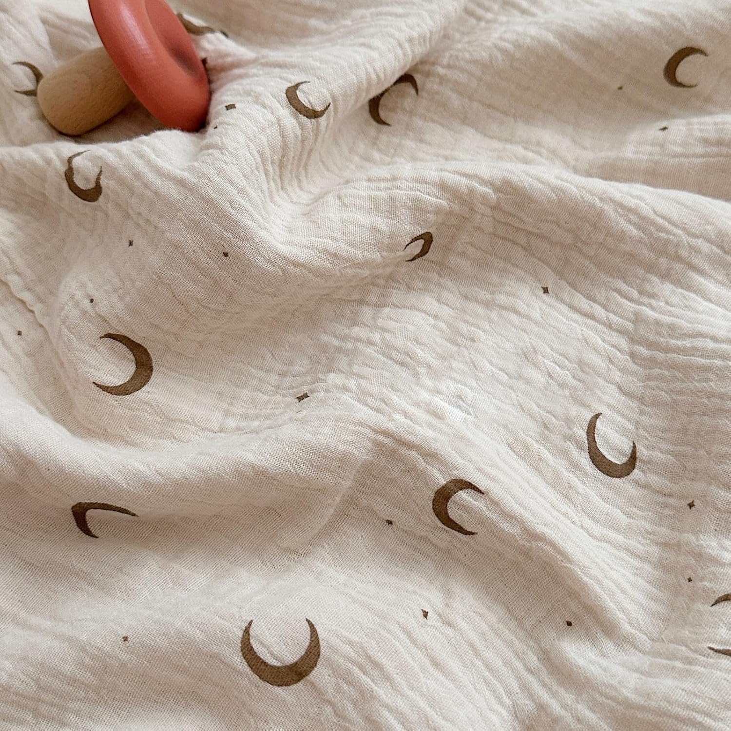 BuLuTu Muslin Toddler Pillowcases Girls Boys,Soft Breathable Cotton Kids Pillow Cover, Moon Star Pattern Shabby Chic Nursery Pillow Cases Enveloped Closure, 14"x20", 1 Piece