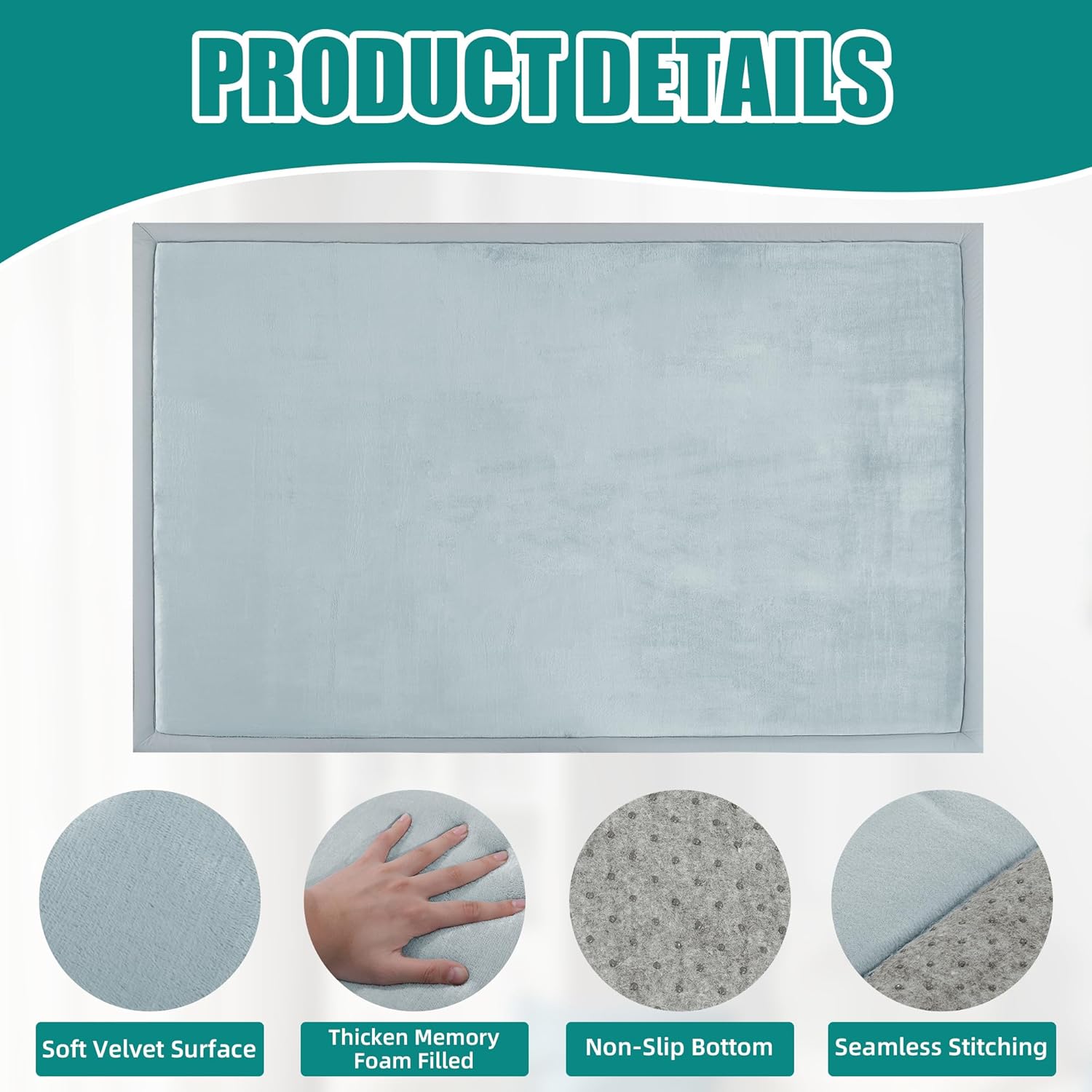 MABOZOO Extra Thick 1.3 Inch Baby Play Mat, 74 * 50 Inch Baby Floor Mat Memory Foam Playpen Pad for Babies, Toddlers, Infants, Playmat Crawling Cushion Activity Playmat for Indoor & Outdoor