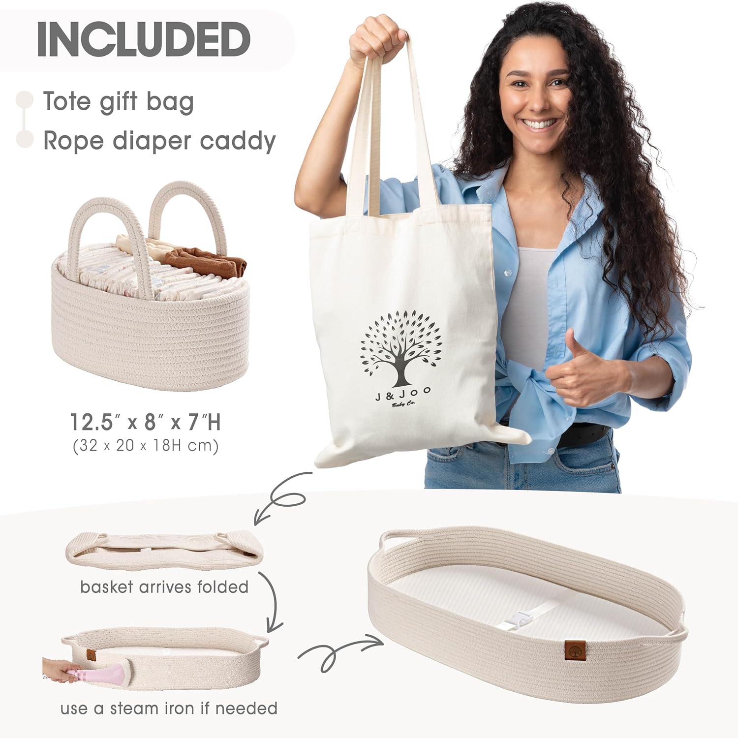 Baby Changing Basket Includes Diaper Caddy - Breathable & Waterproof Dual-Cover, Portable, Changing Pad for Dresser & Changing Table, Gift for Baby Shower (Light Cream, Diaper Caddy Set)